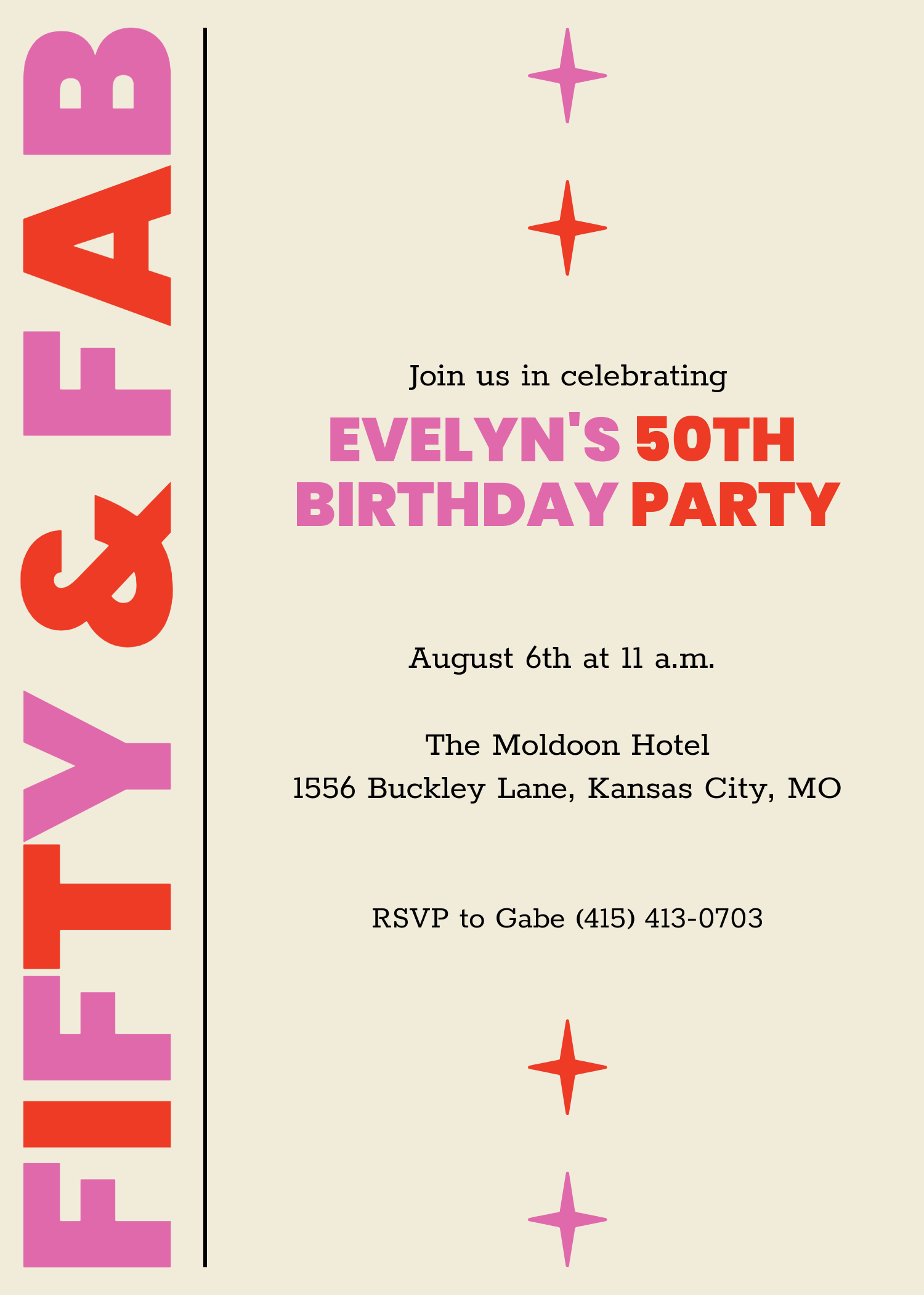 Pink adn Red Birthday Invitation