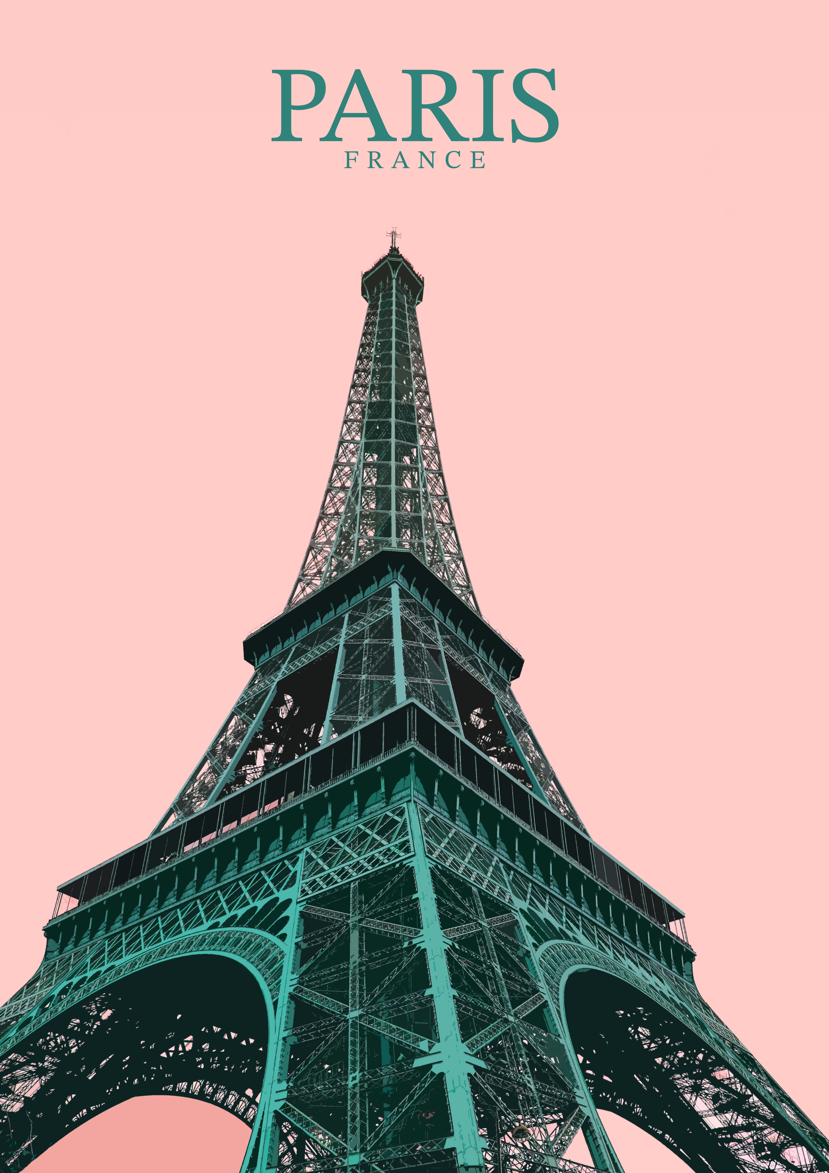 Affiche A3 rose Paris