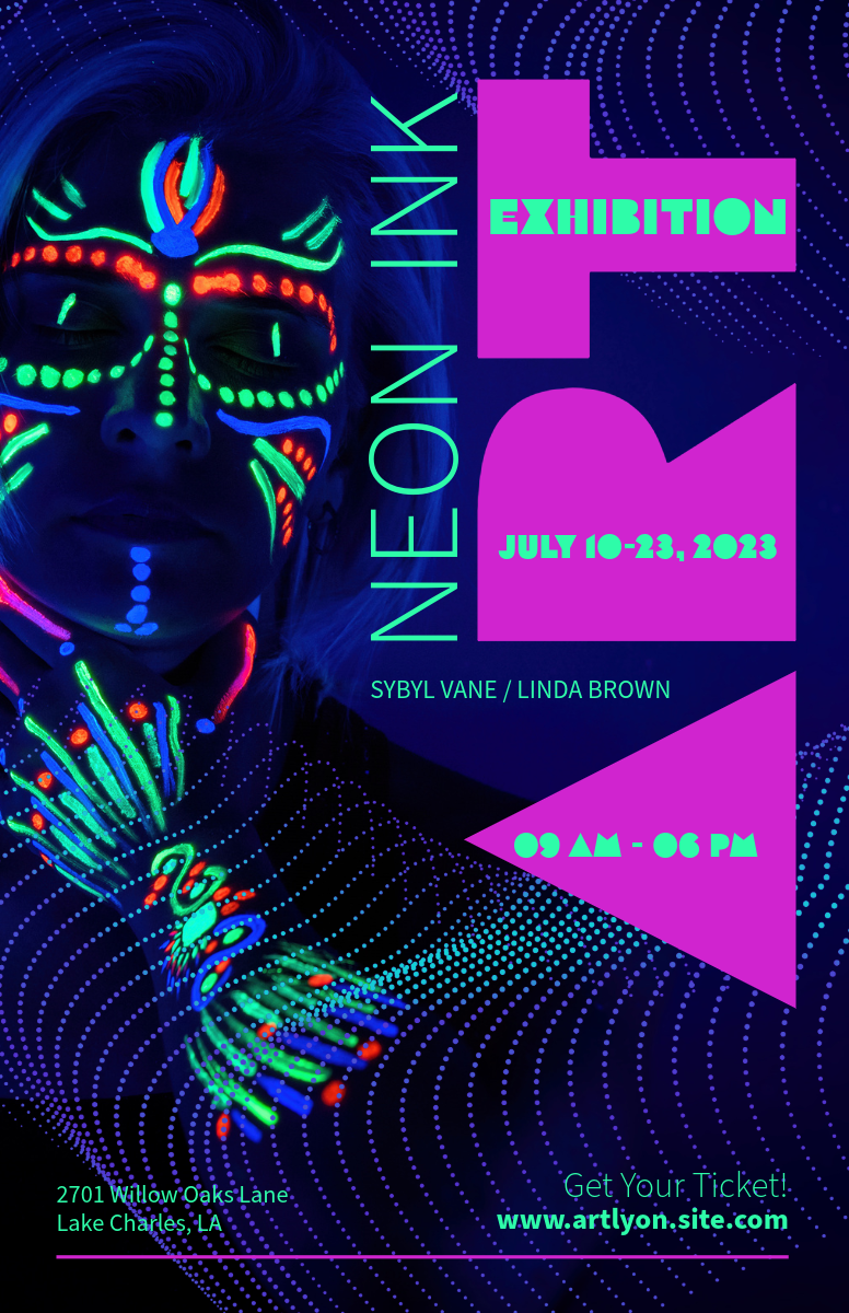 Green Pink Art Exhibition Promotion Poster