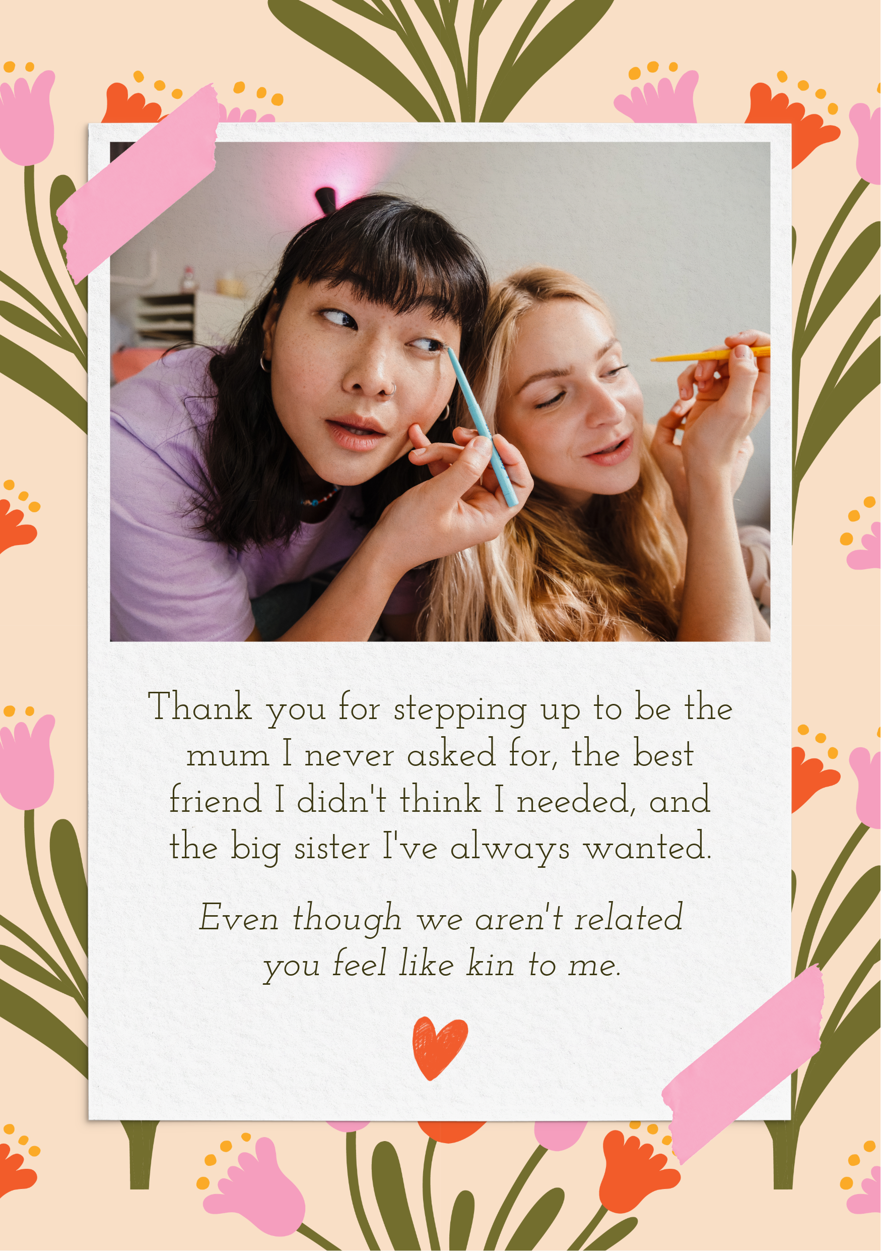 Beige and Pink Step Sister Card