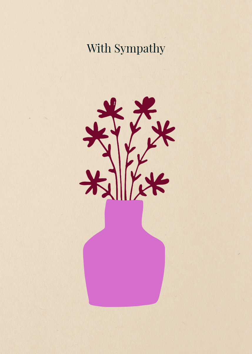 Beige, Red & Pink Sympathy Greeting Card