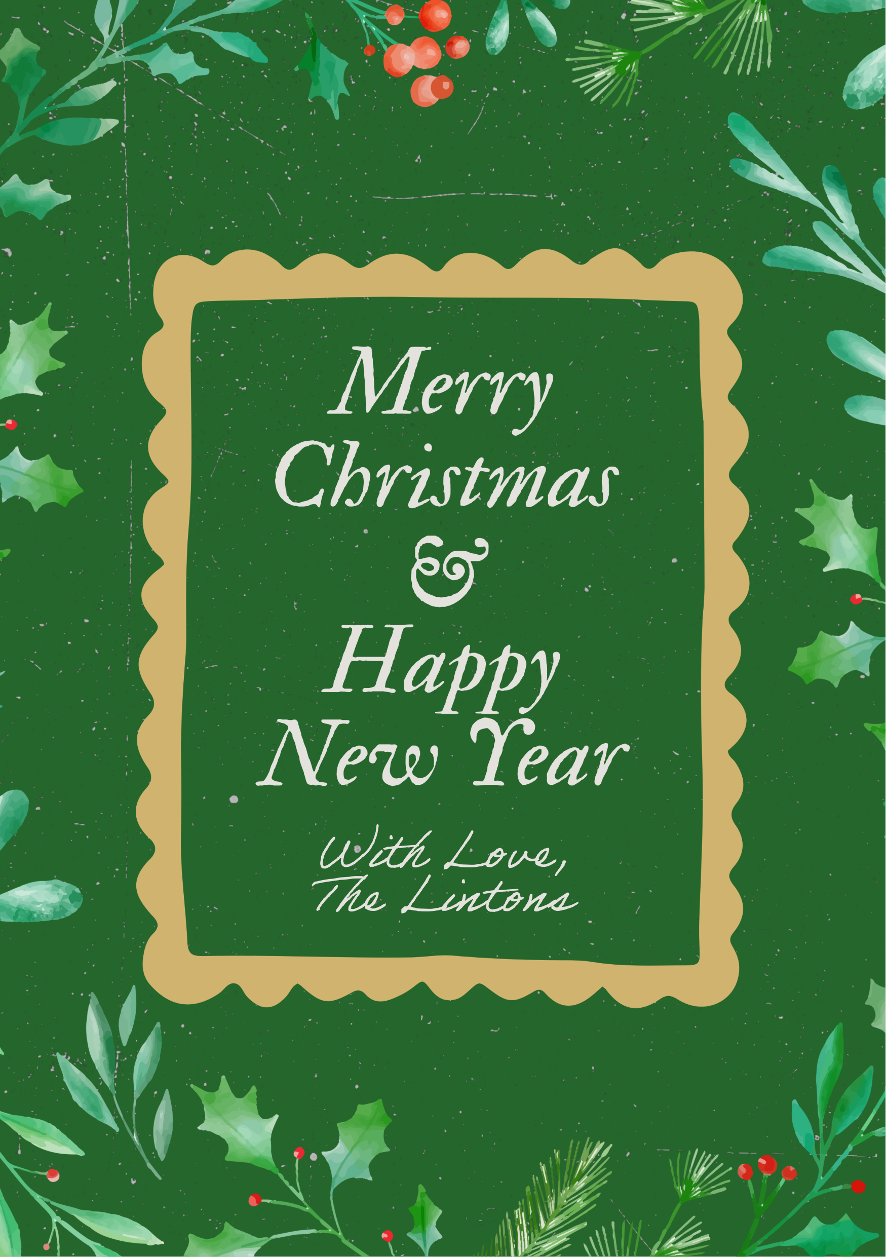 Green Merry Christmas Greeting Card