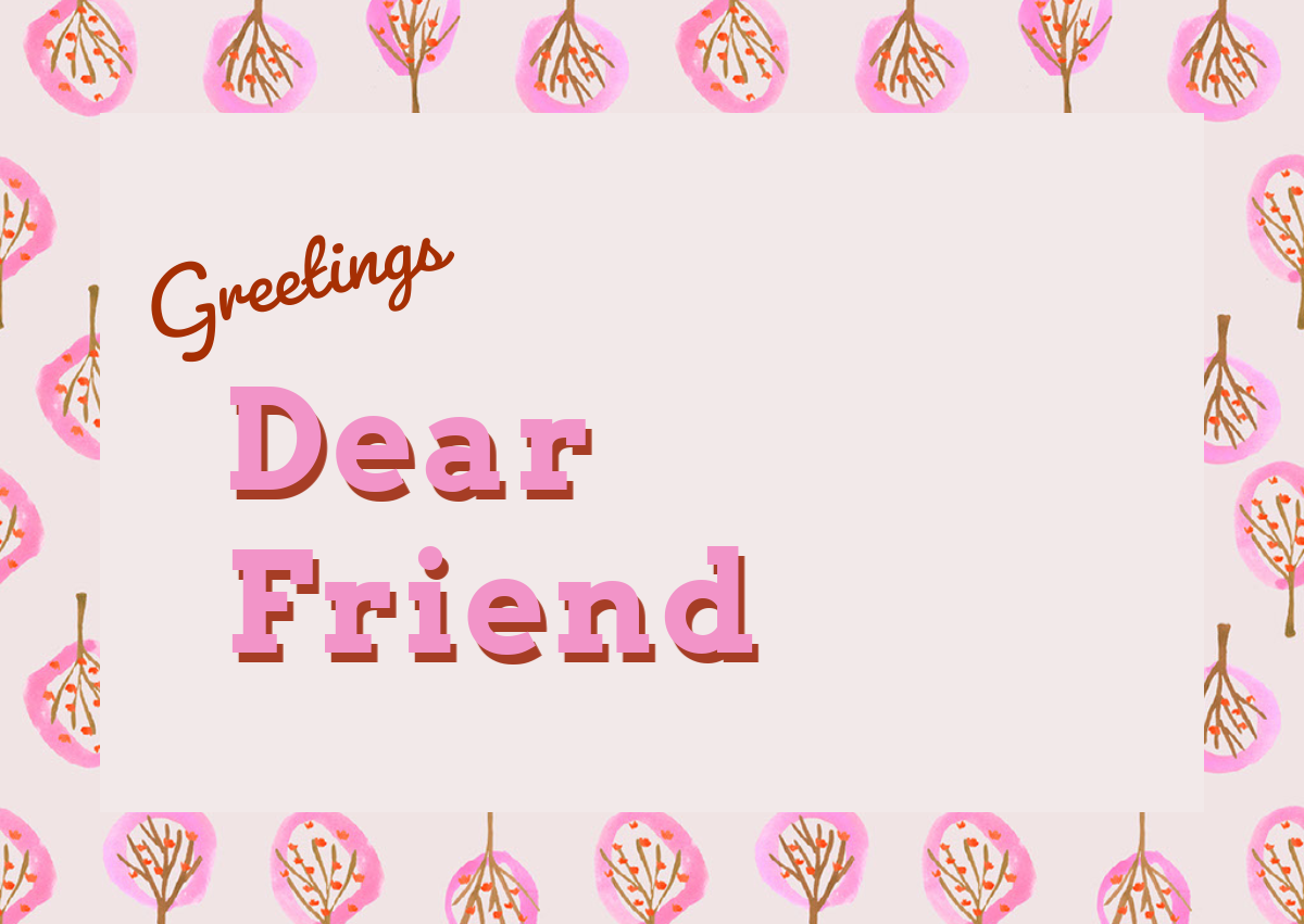 Pink Greetings Postcard for Friend
