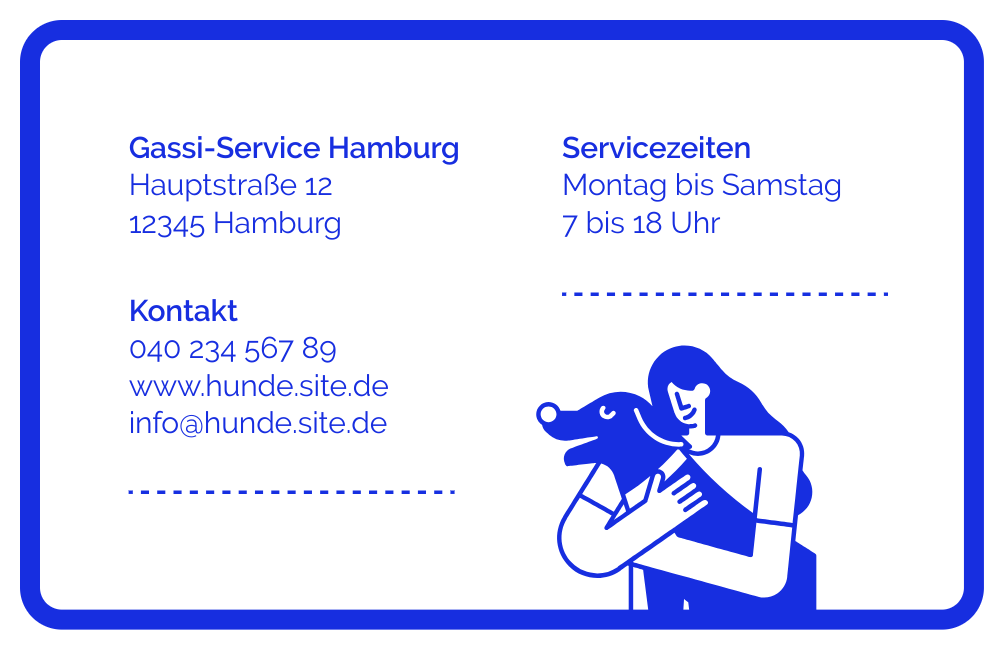 Blau Weiß Hundeausführservice Visitenkarte