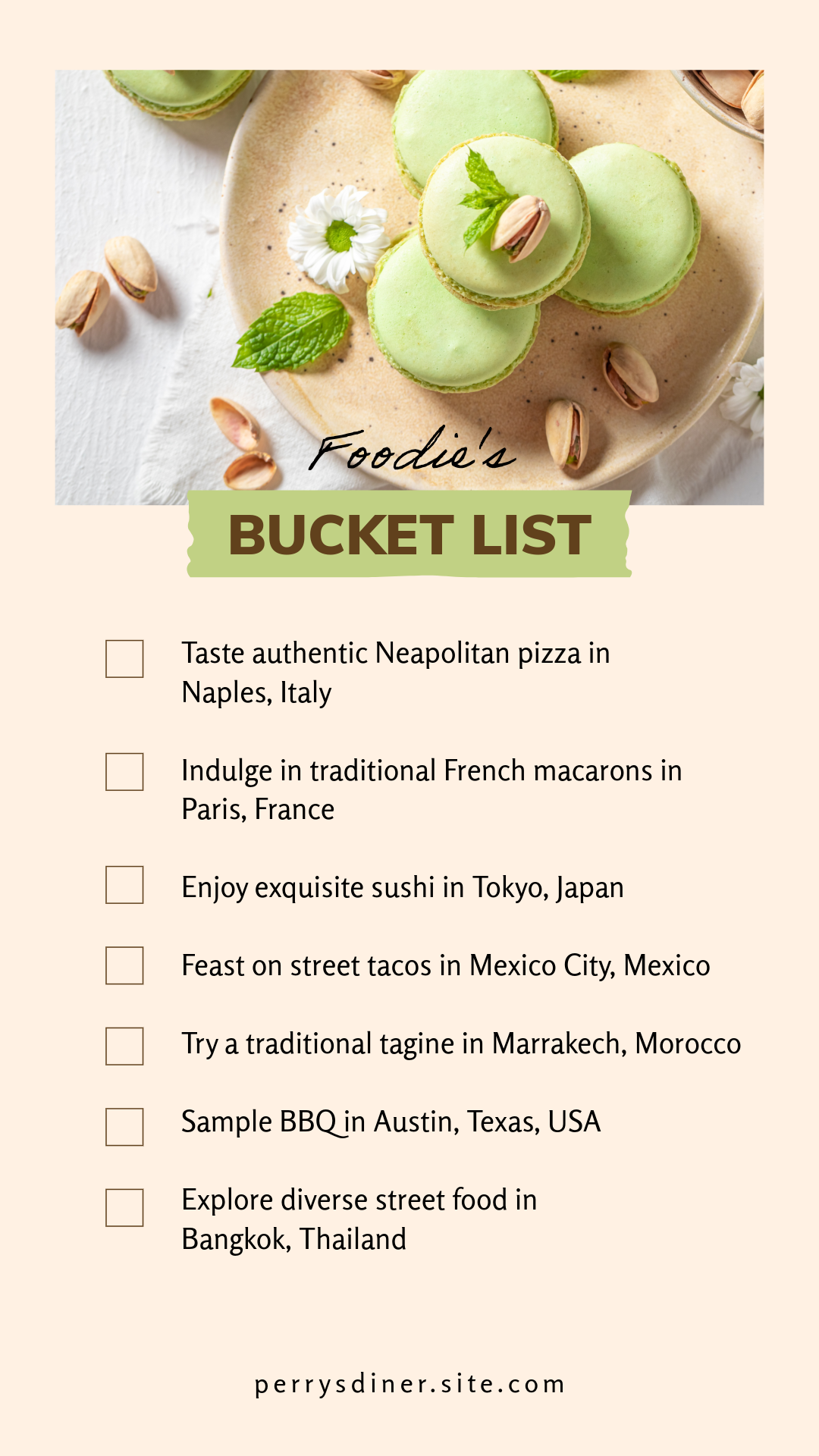 Beige and Green Fresh Foodie's Bucket List Instagram Story