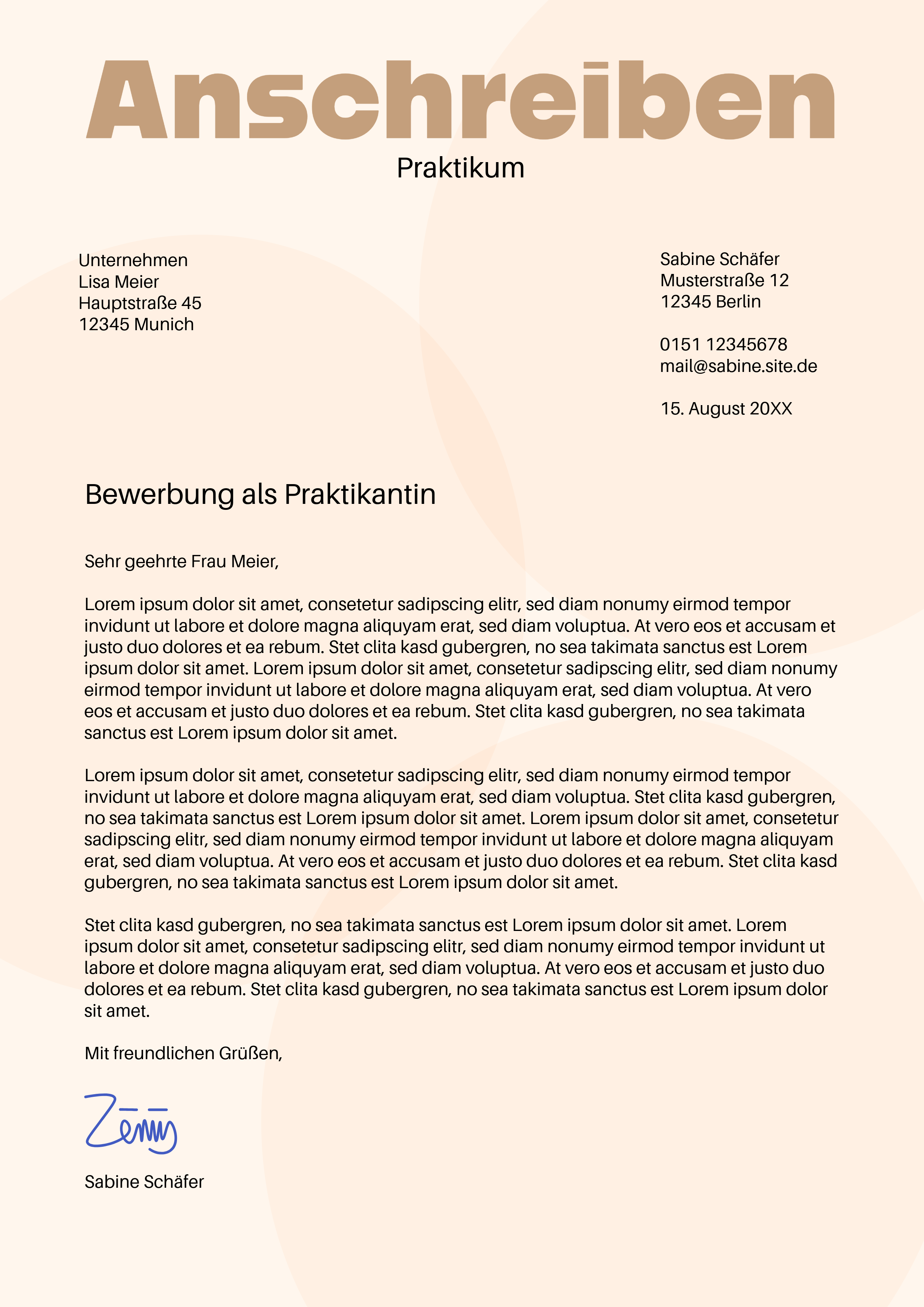 Beige Praktikum Anschreiben