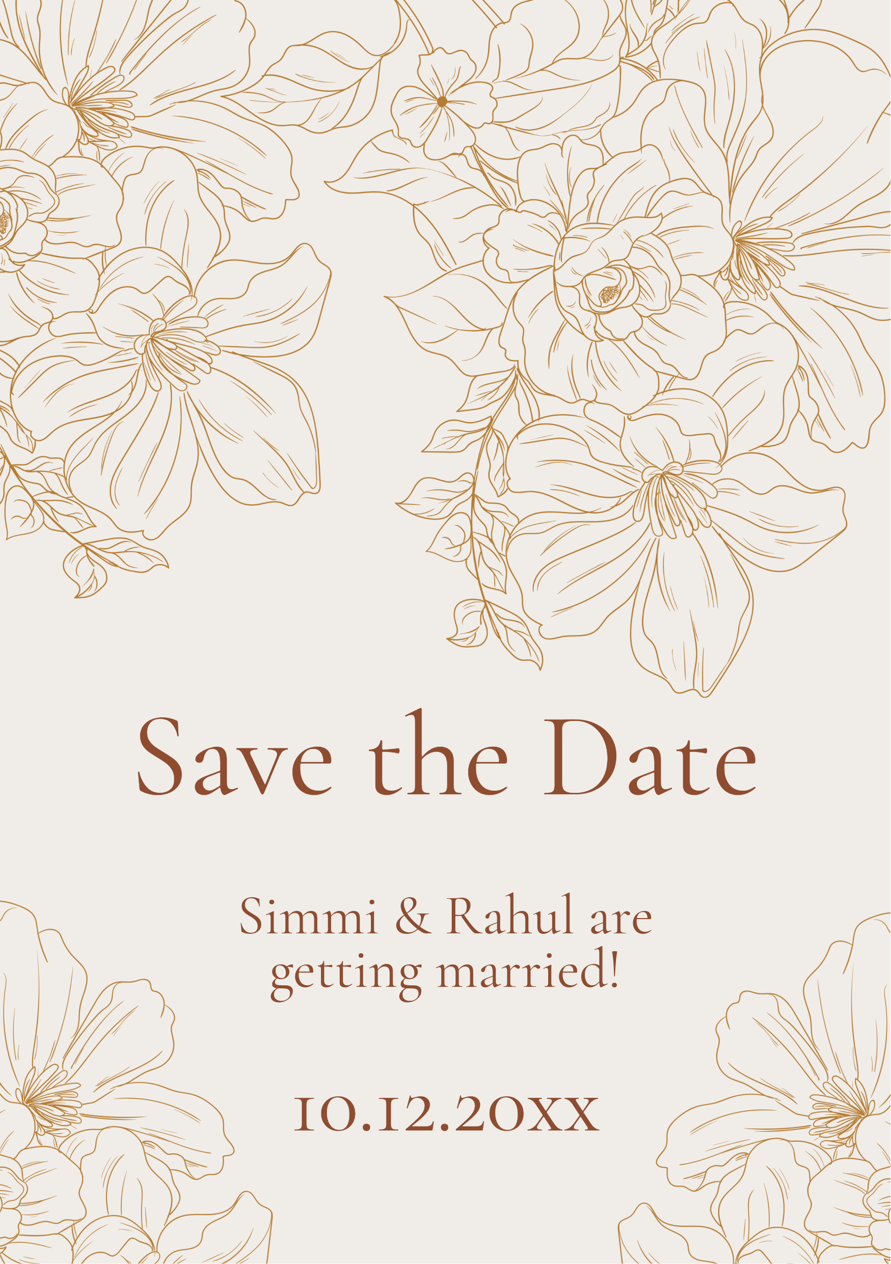 Beige and Brown Save the Date Invitation