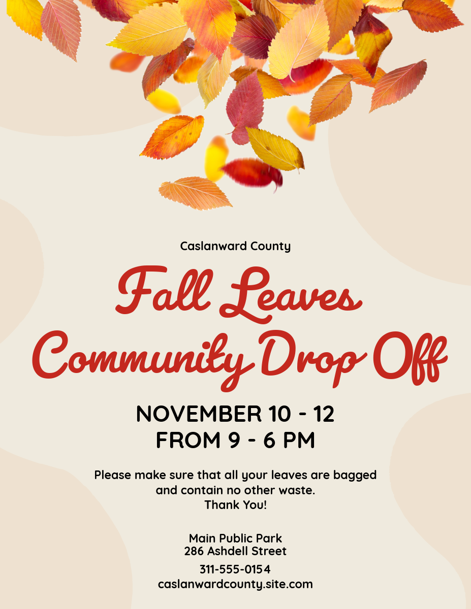 Beige & Orange Fall Leaves Care Flyer