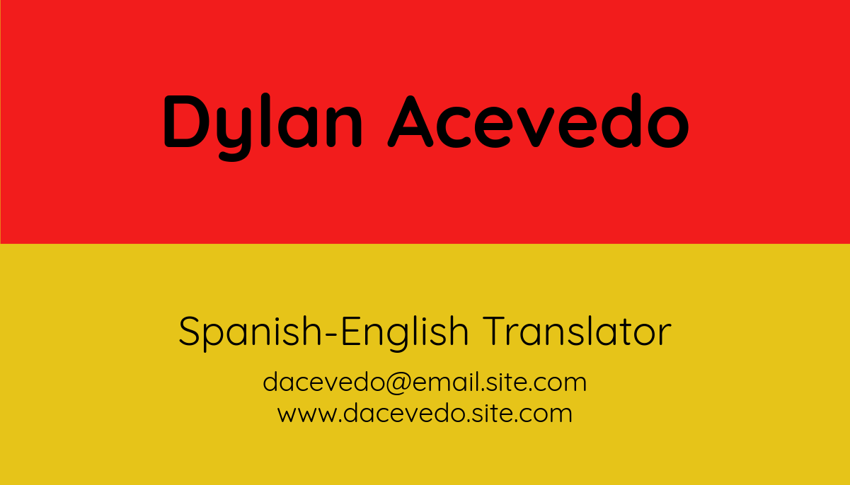 Yellow and Red Spanish Translator Business Card