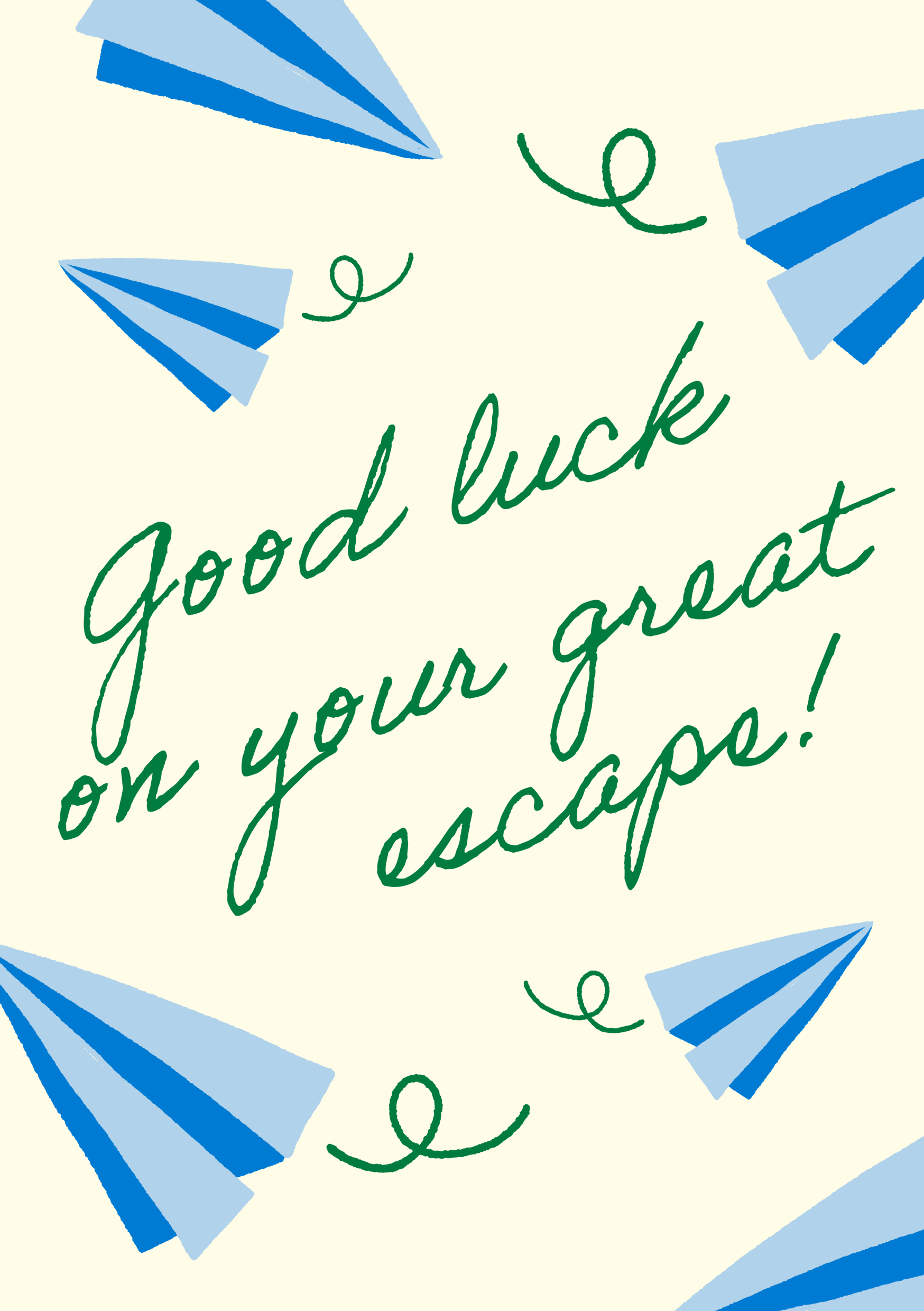 Cream, Blue and Green Retirement Card A5