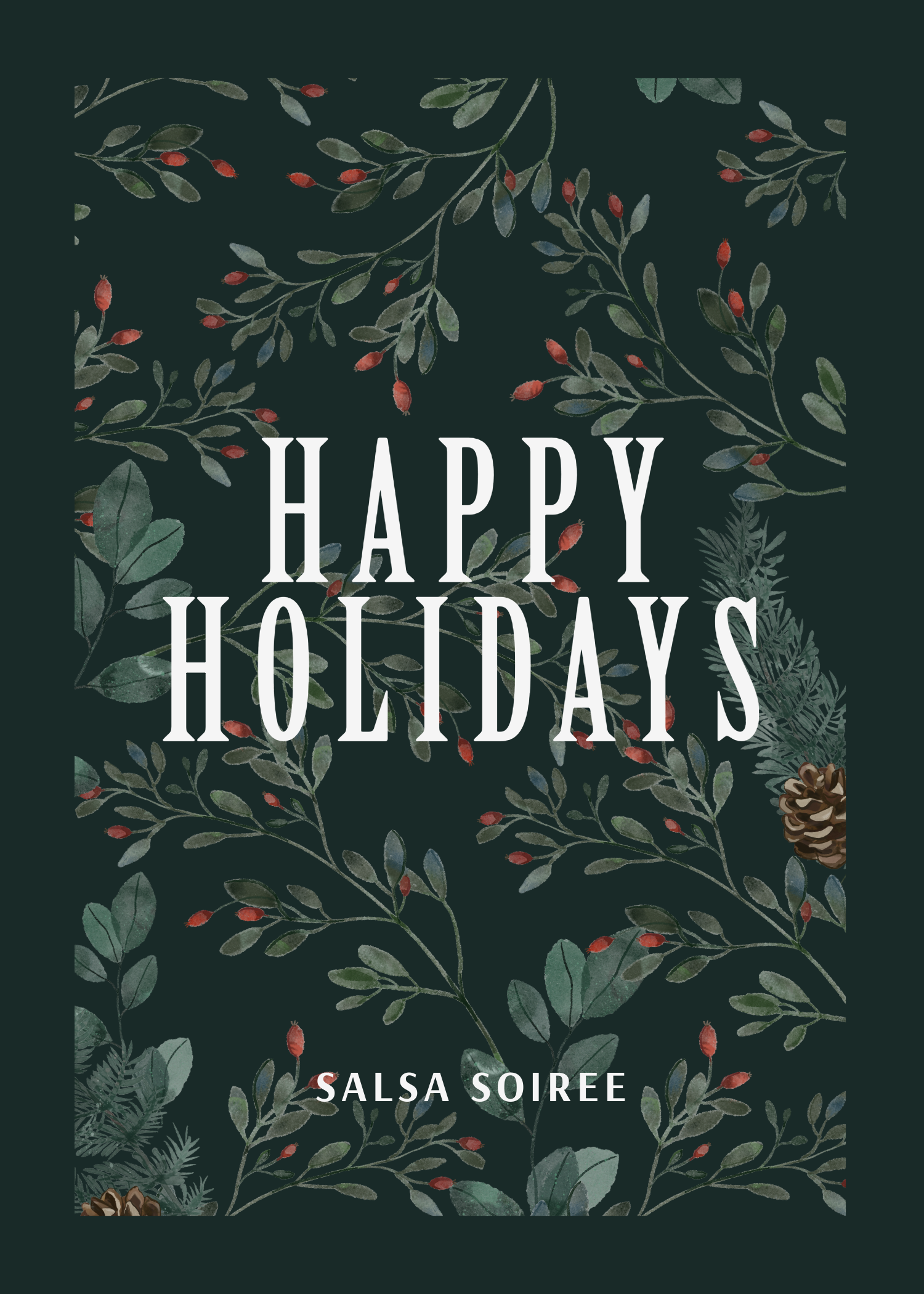 Black Natural Sophisticated Happy Holidays Greeting Card