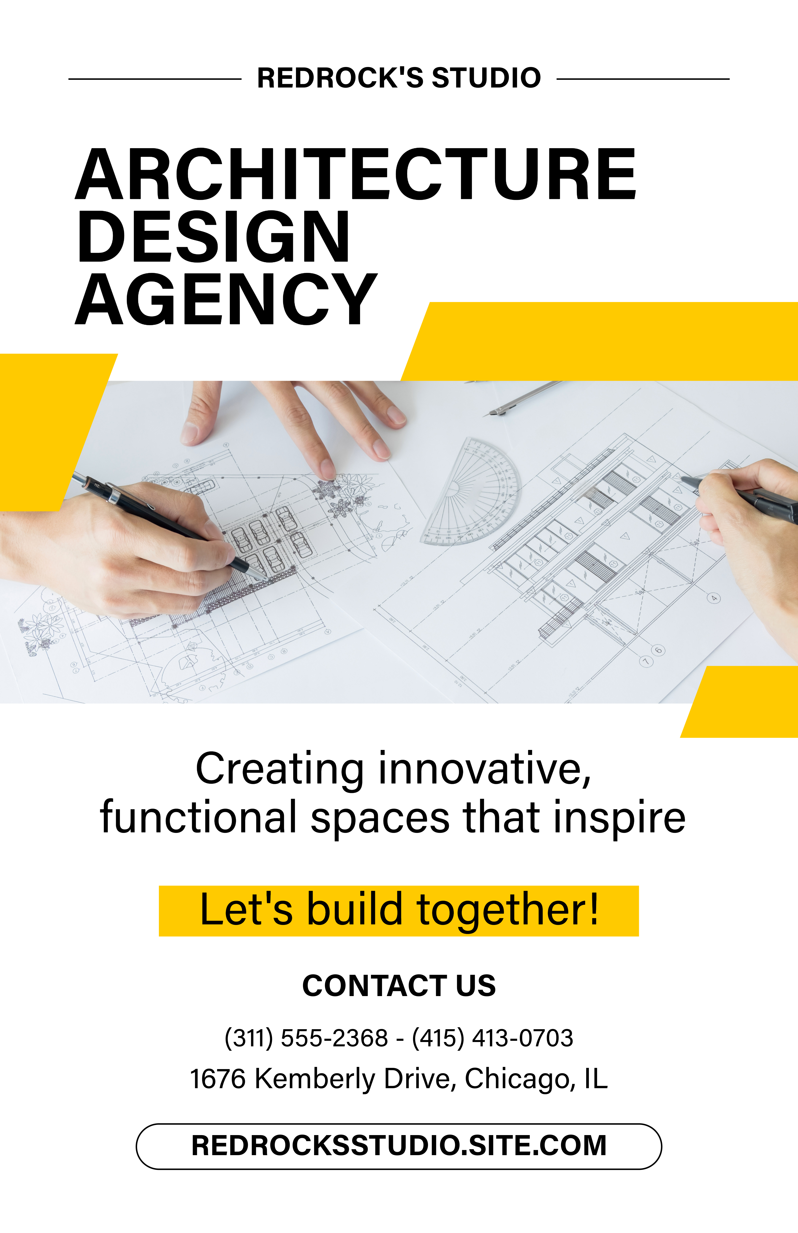 White And Yellow Professional Services Architecture Poster