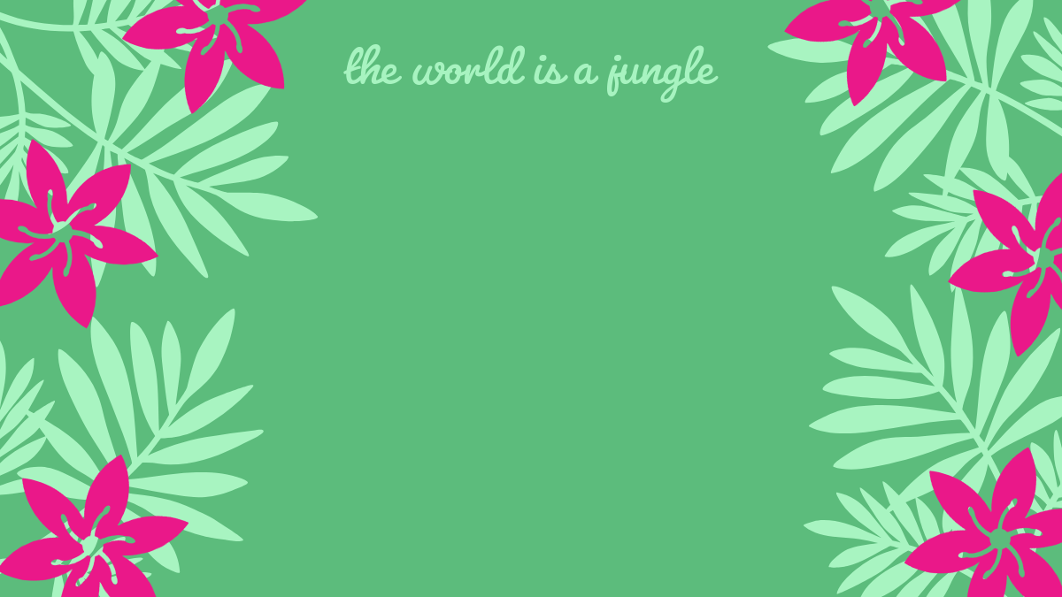 Green and Pink Jungle Plants Illustration Zoom Background