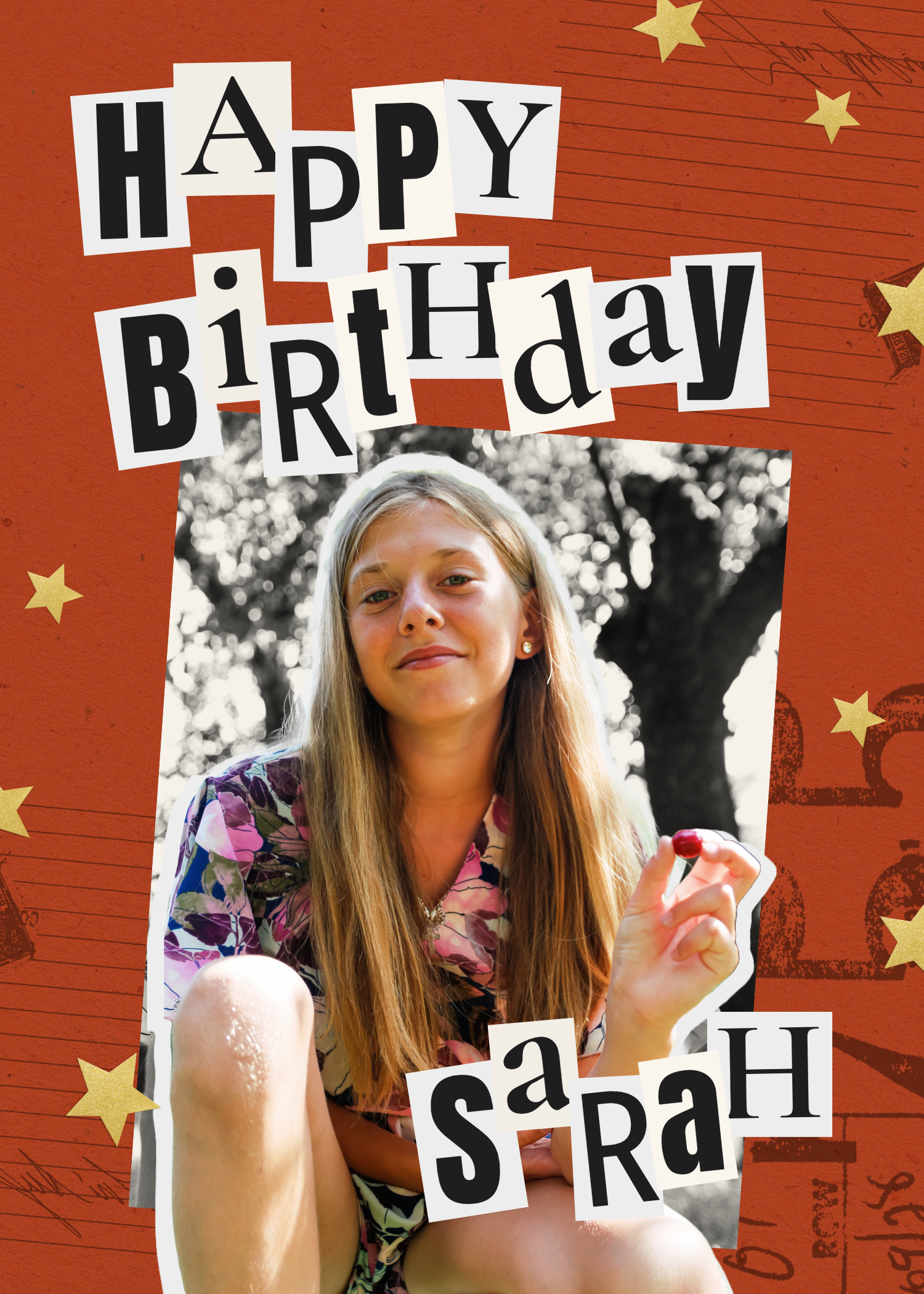 Orange and White Birthday Greeting Card