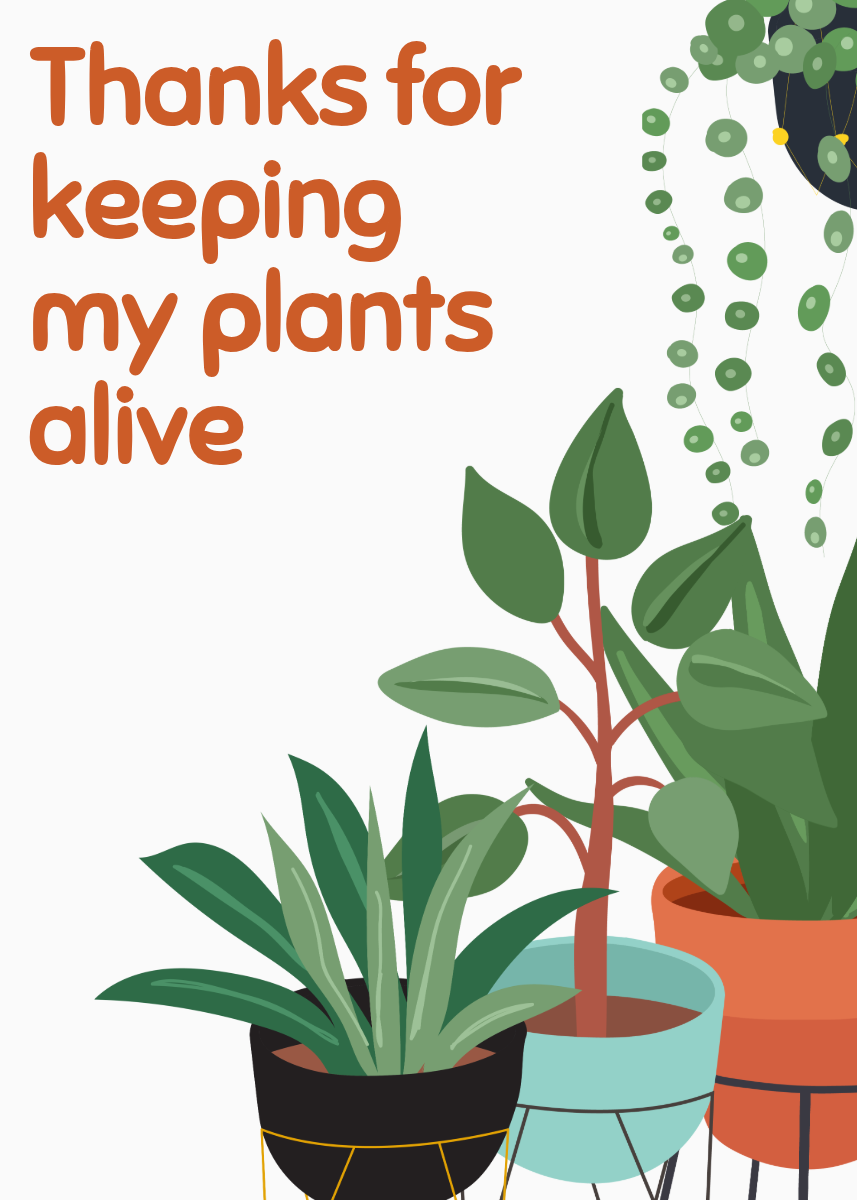 Brown & Green Plants Thank You Greeting Card