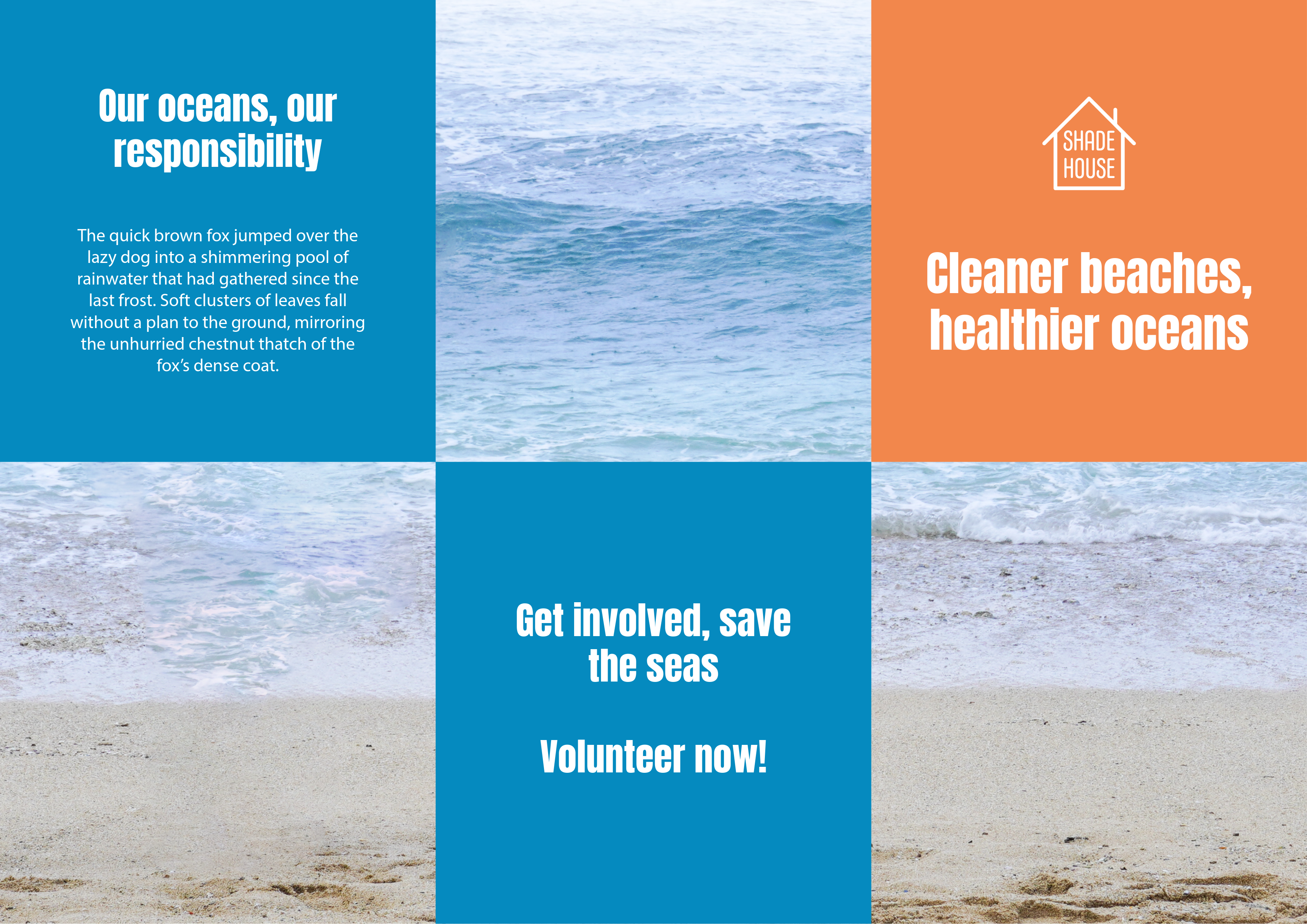 Blue and Orange Beach Clean Up Brochure