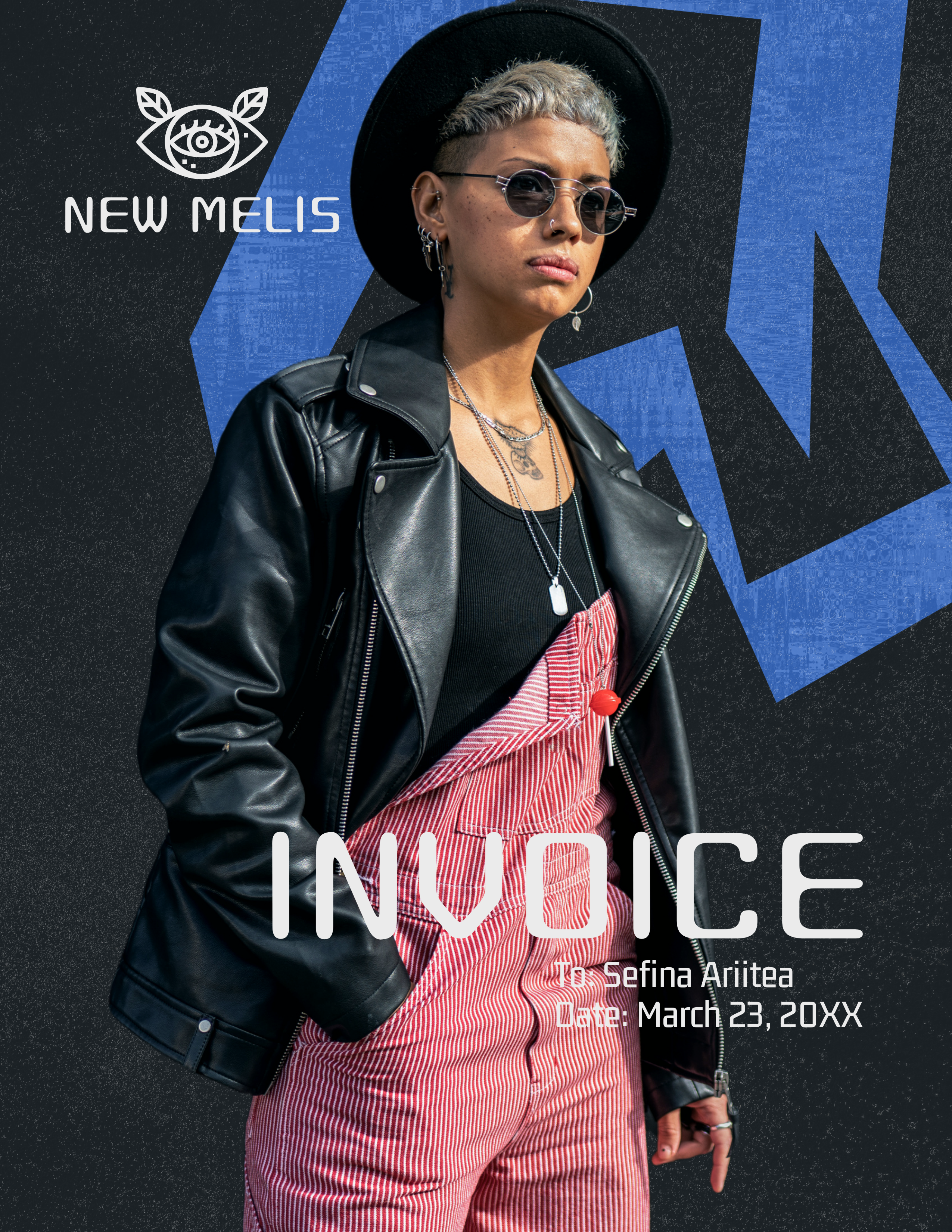 Dark Grey and Blue Fashion Invoice