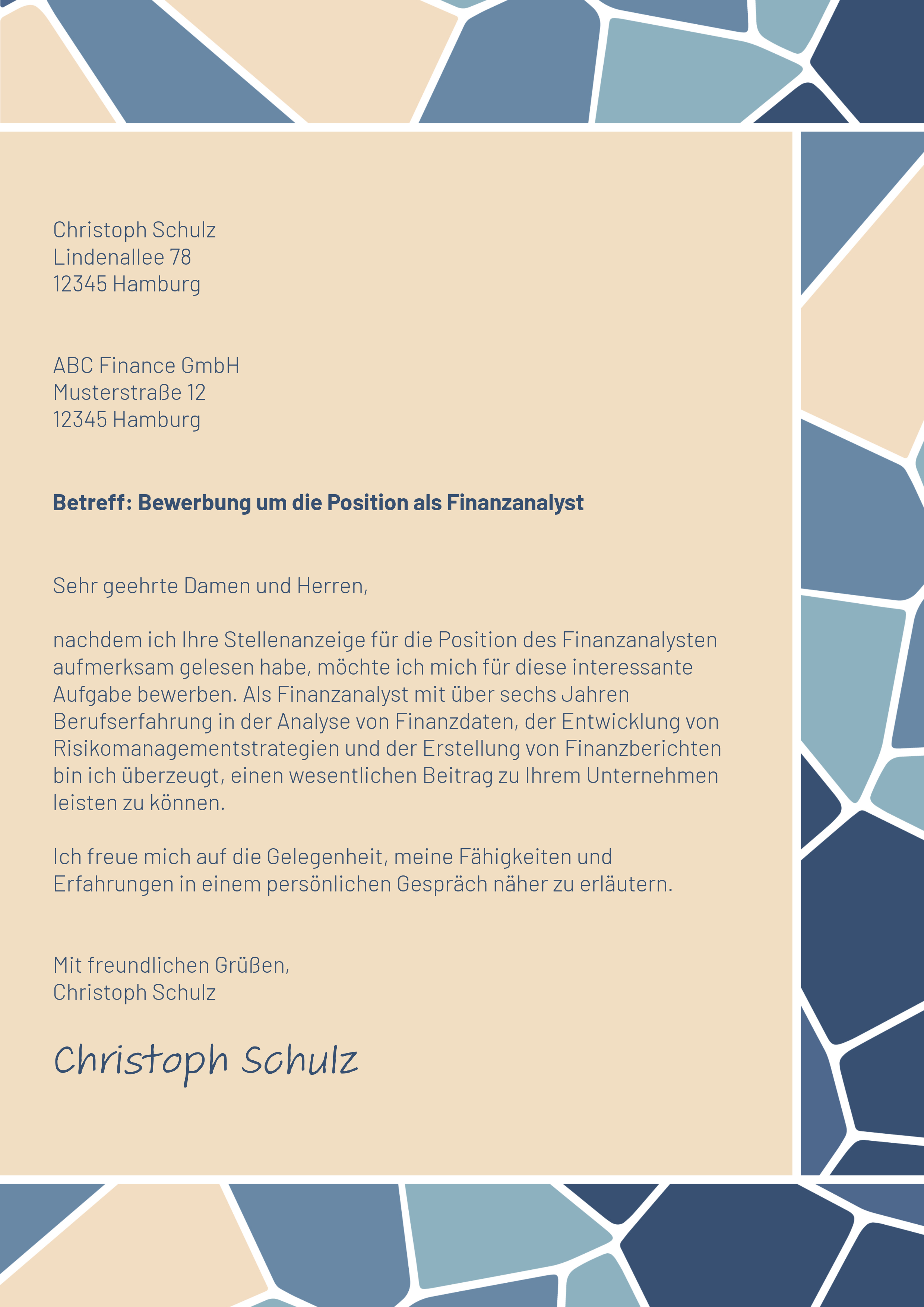 Blauer Bewerbungs-Flyer