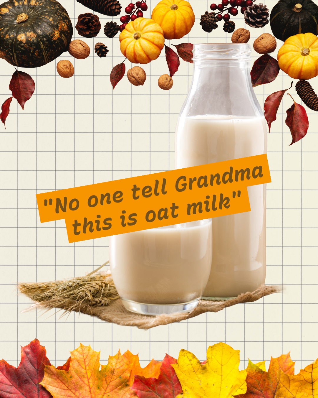 Instagram post collage funny orange leaves pumpkins thanksgiving