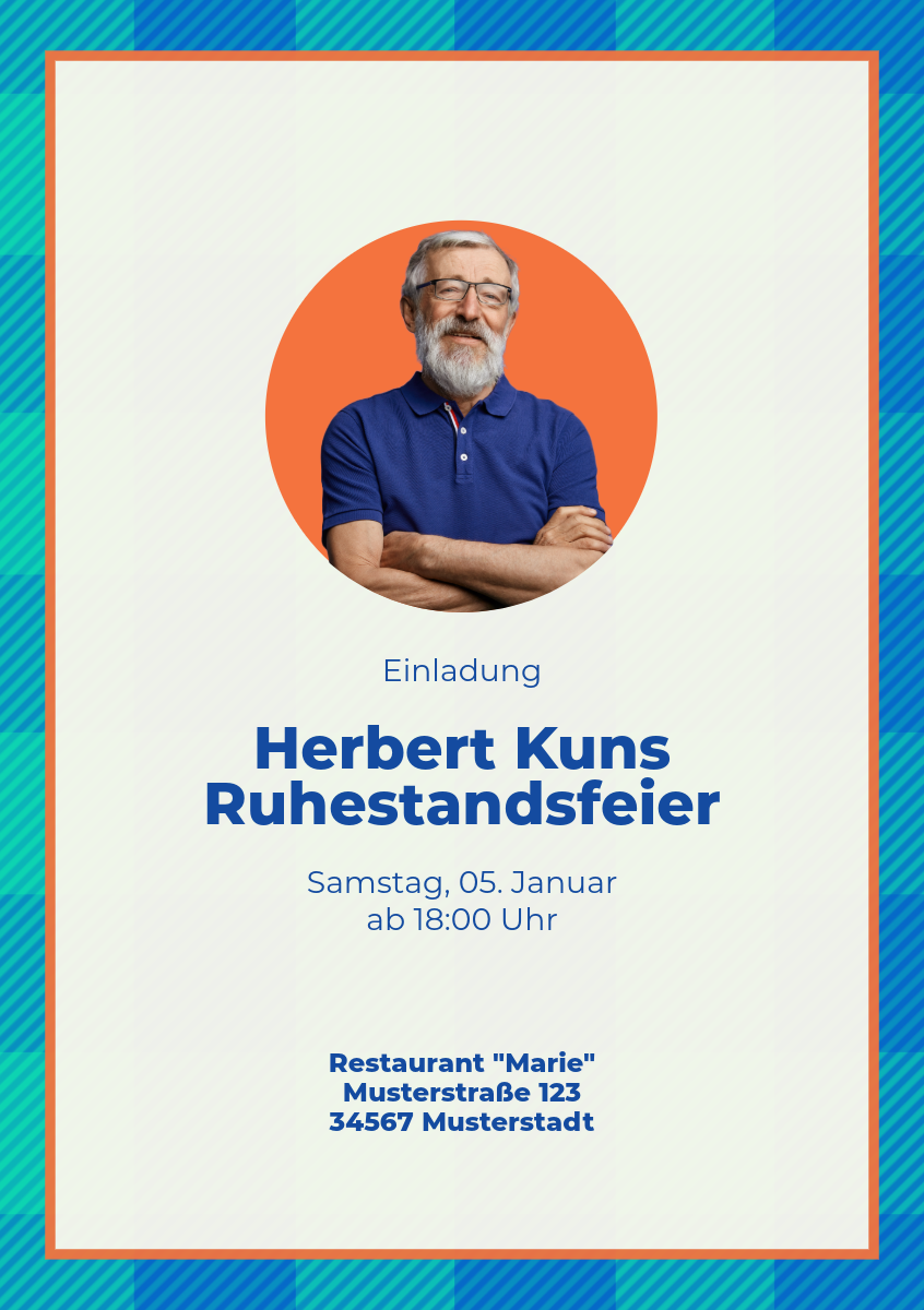 Beige Blue Modern Retirement Party Invite