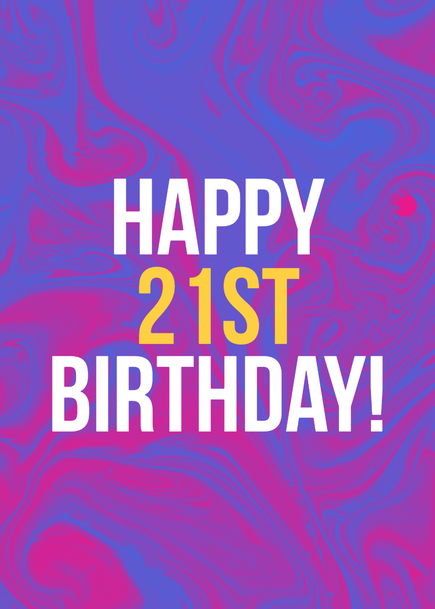Pink & Purple Marble 21st Birthday Greeting Card