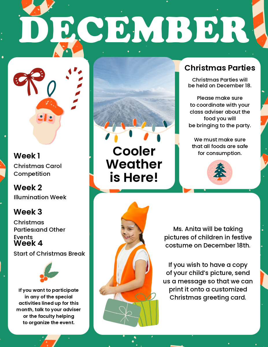 Green Modern December Monthly Newsletter
