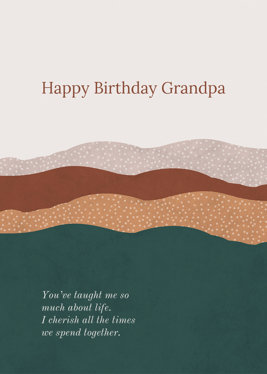 Warm Toned Stripes Simple Happy Birthday Grandfather Card