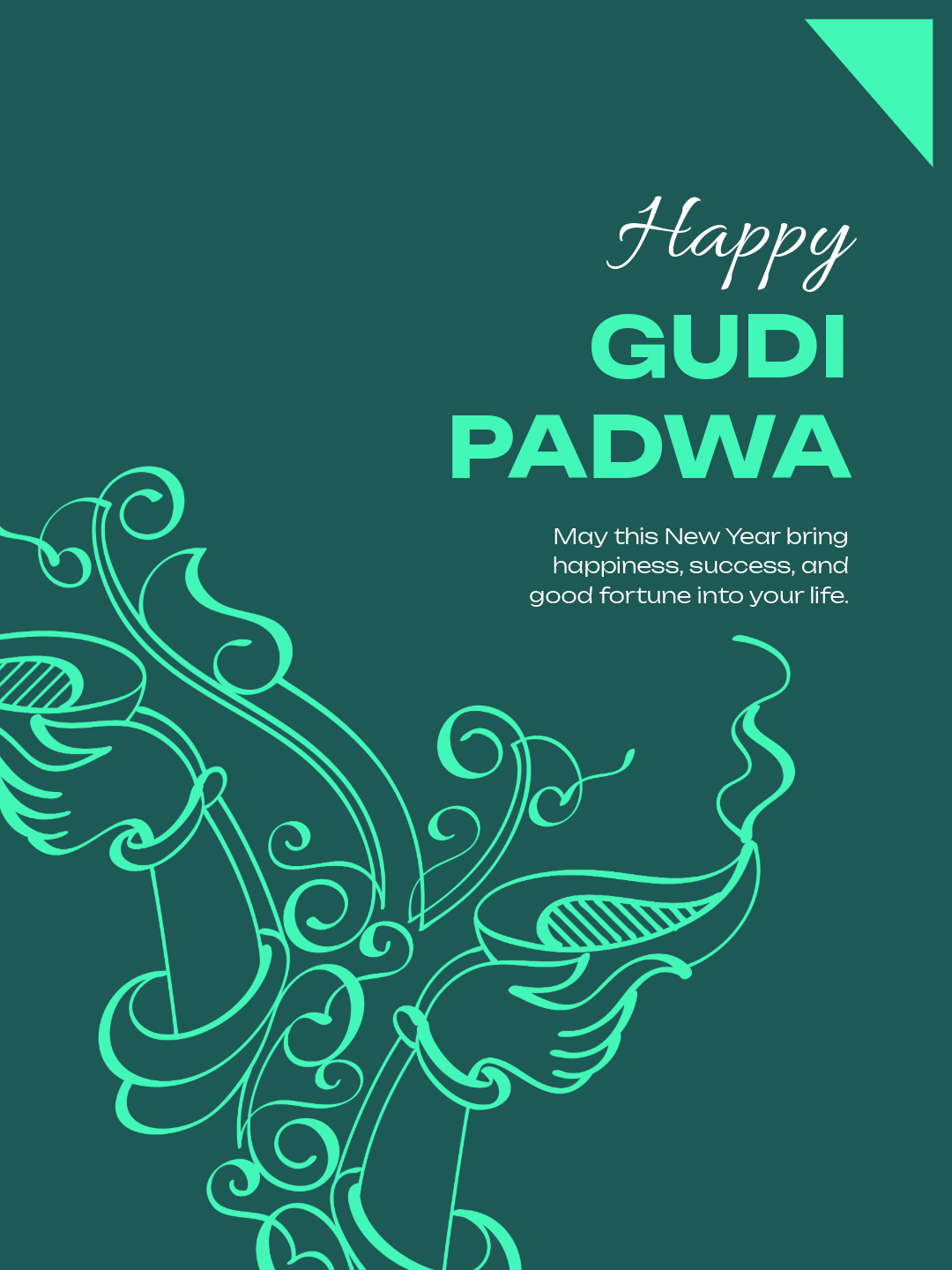 Green Gudi Padwa Whatsapp Post
