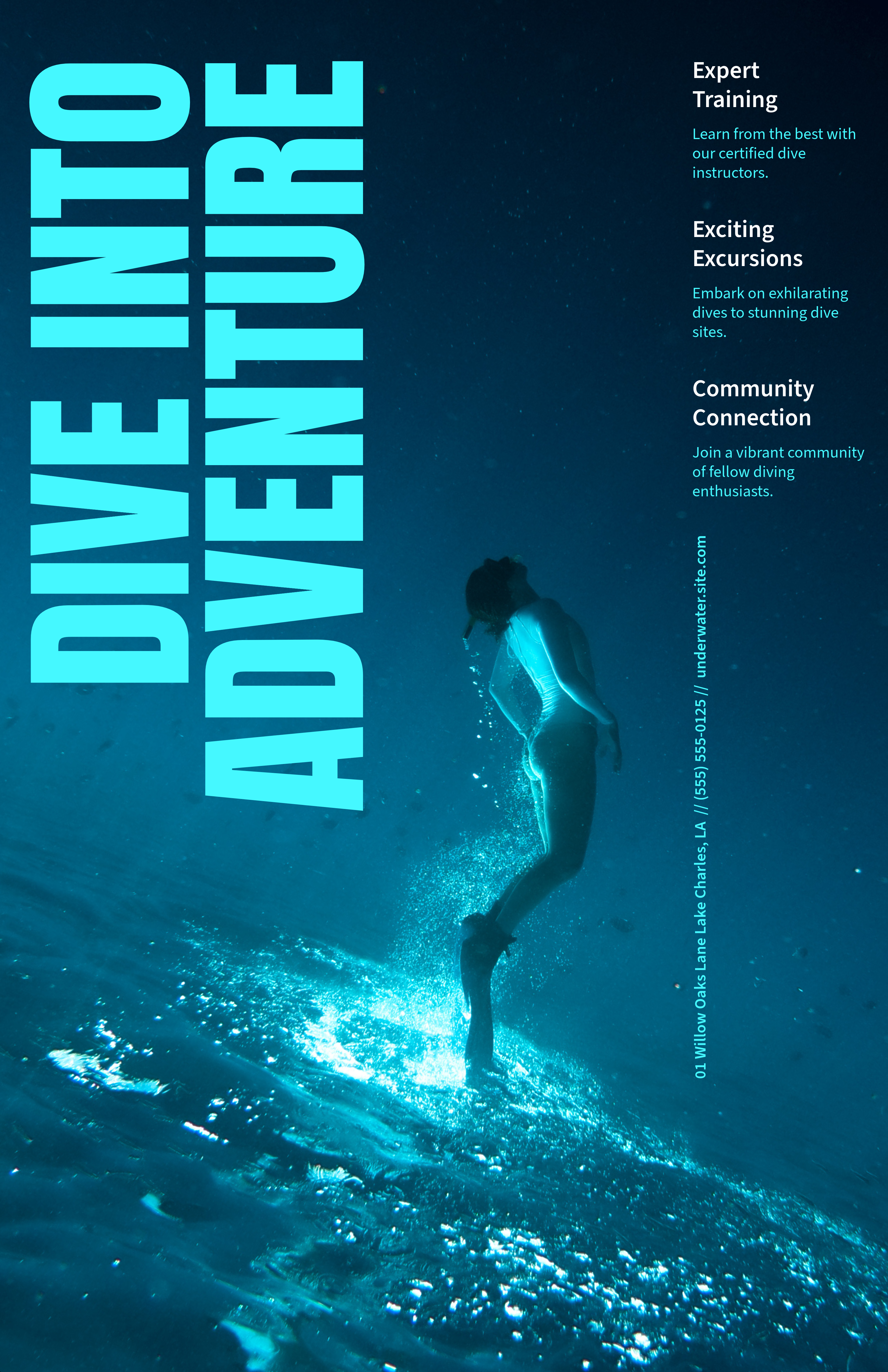 Blue & Aquamarine Fitness Diving Poster