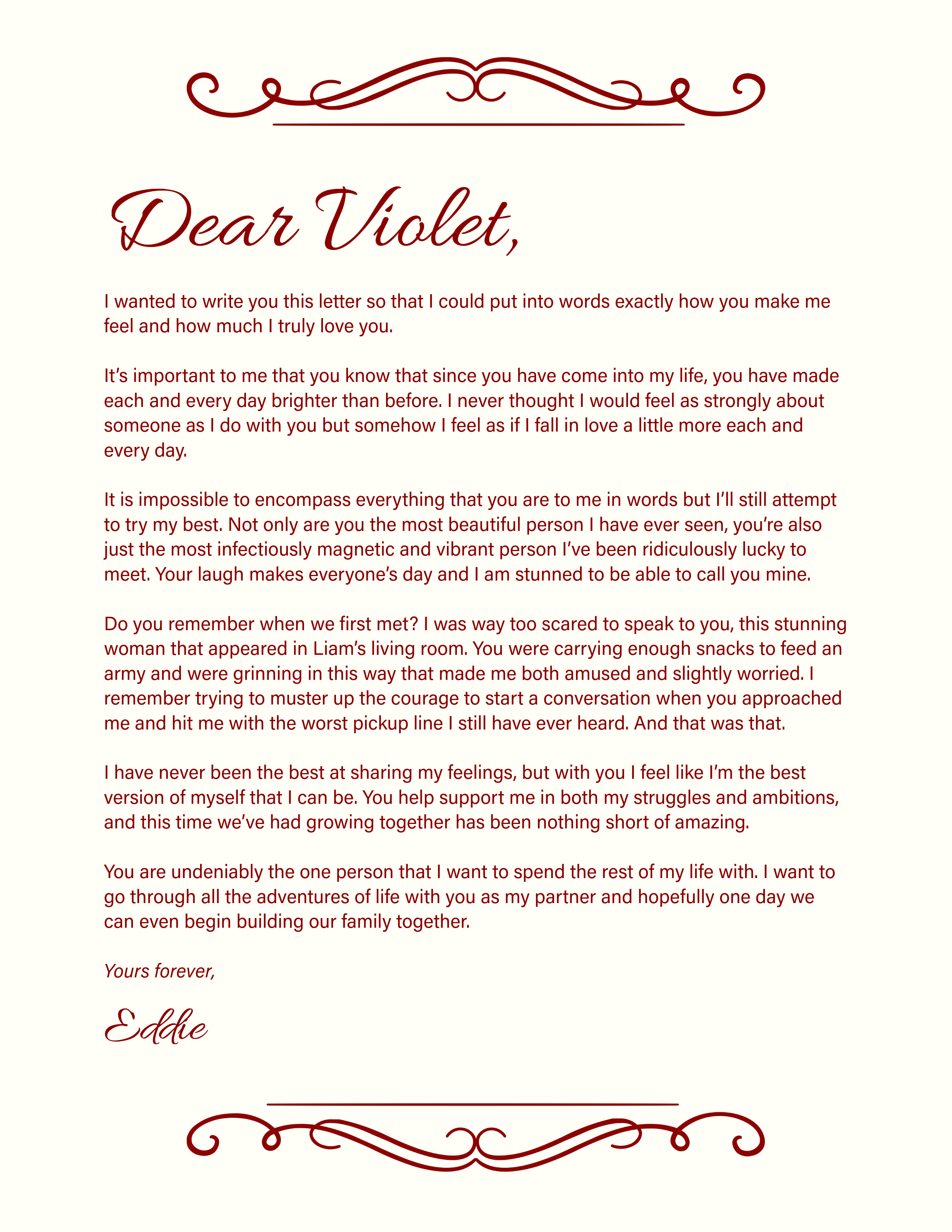 Red and Cream Love Letter