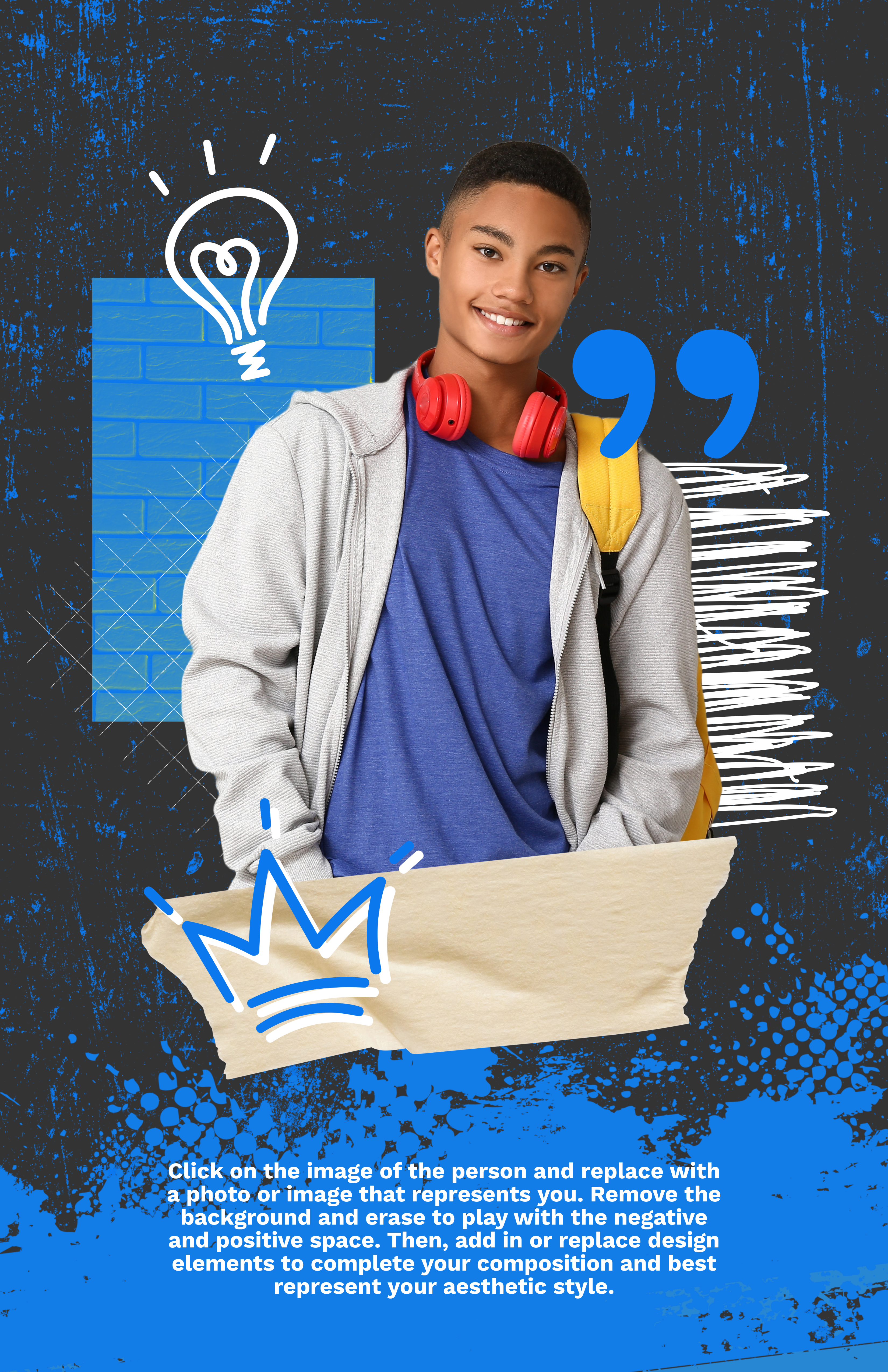 Blue Self-Portrait Collage Poster