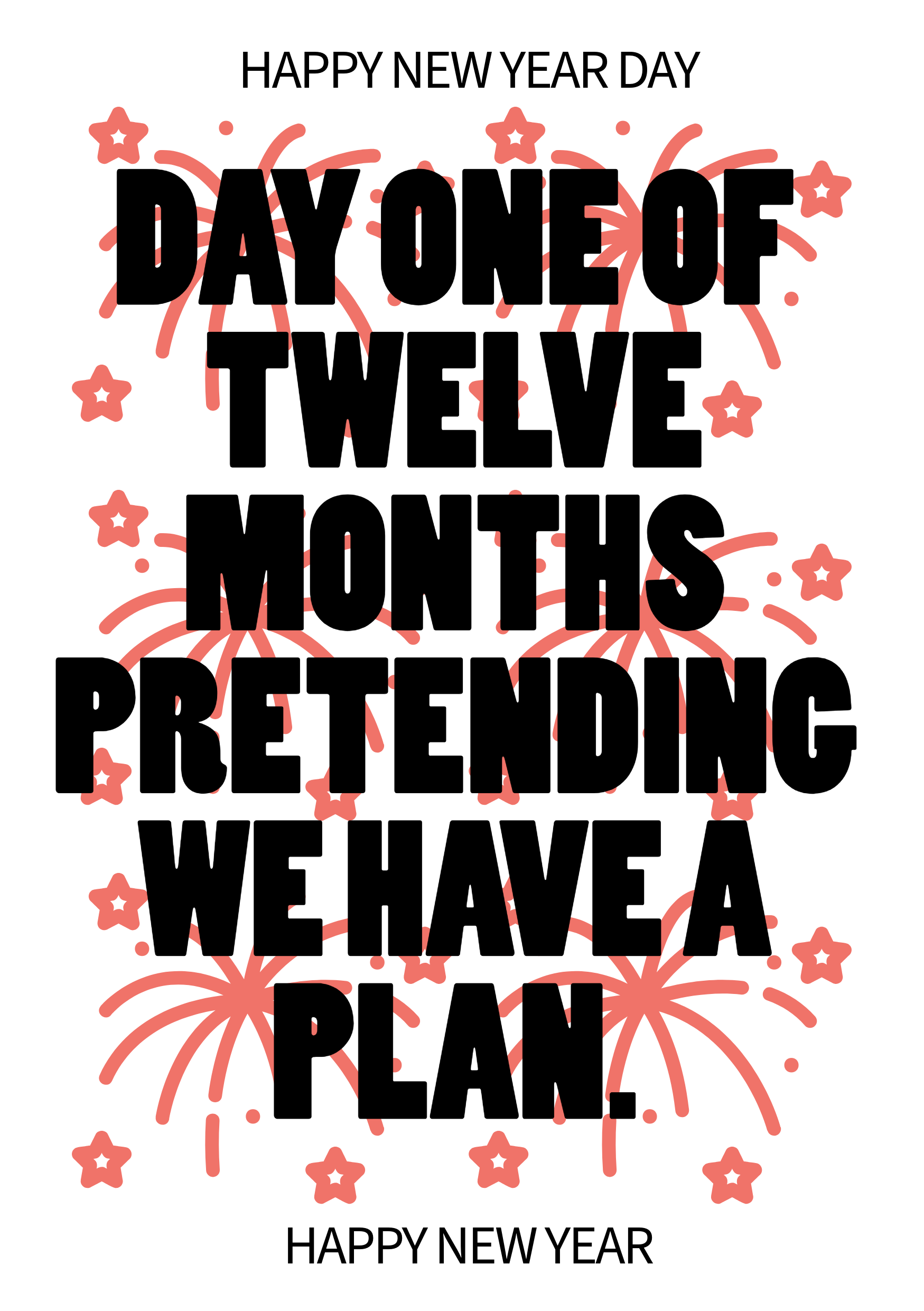 White Red New Years Day Greeting Card