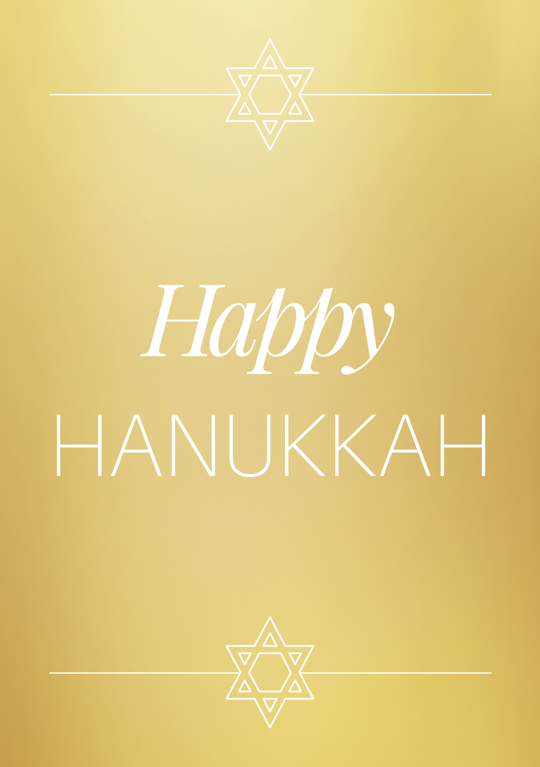 Gold and White Happy Hanukkah Greeting Card A5