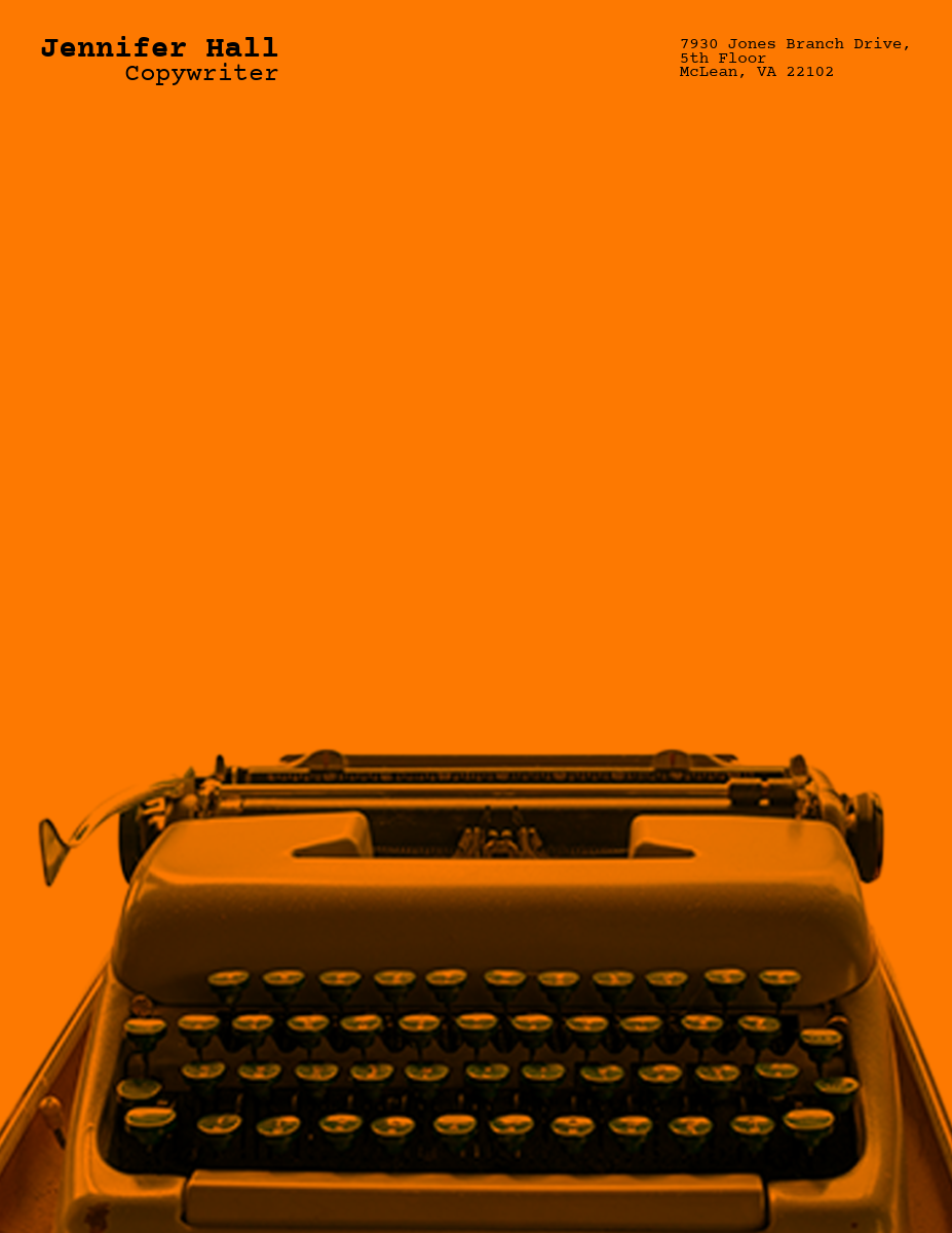 Orange & Black Typewriter Letterhead