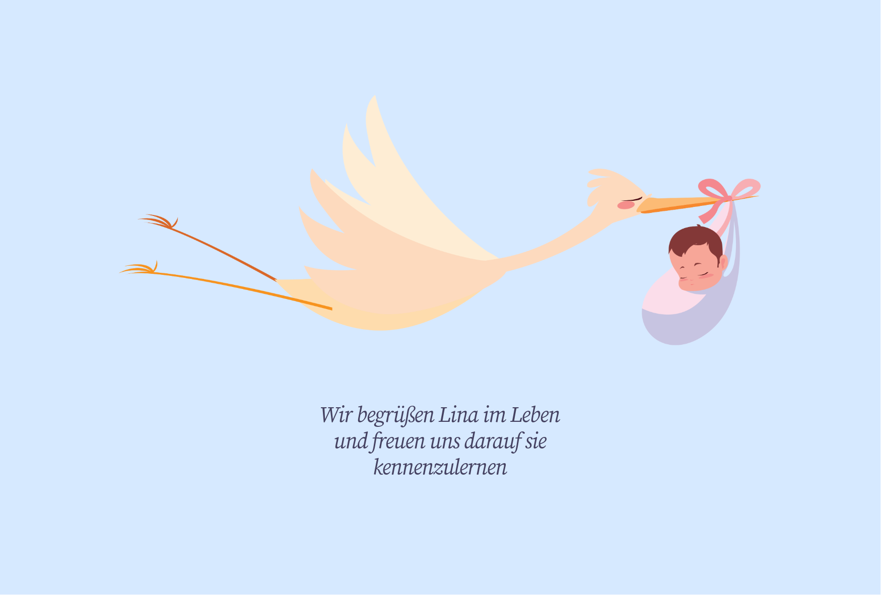 Blau und Weiß Storch Baby Geburt Neugeboren Glückwunsch Kind Säugling Postkarte