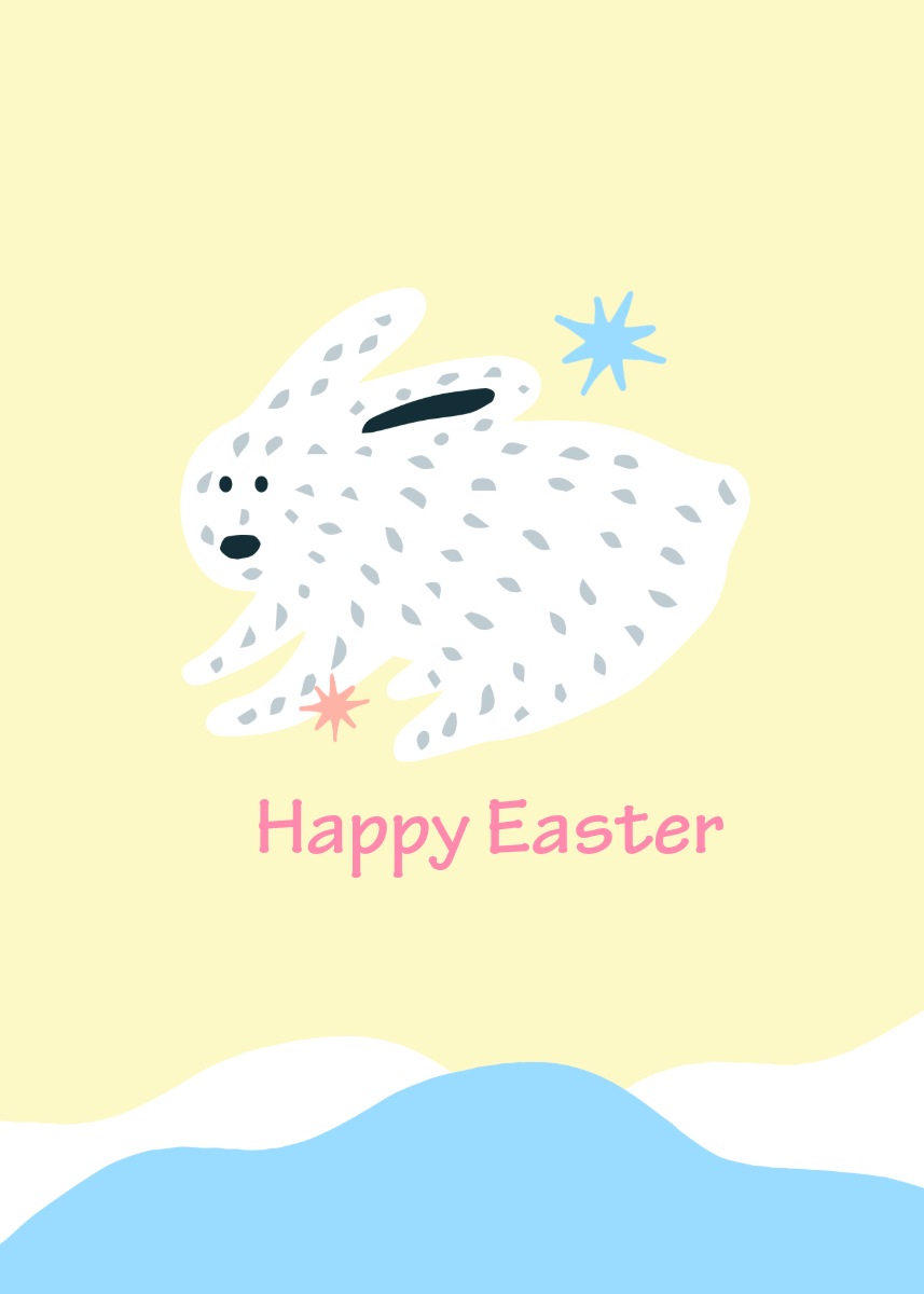 Blue, Yellow & White Easter Bunny Greeting Card