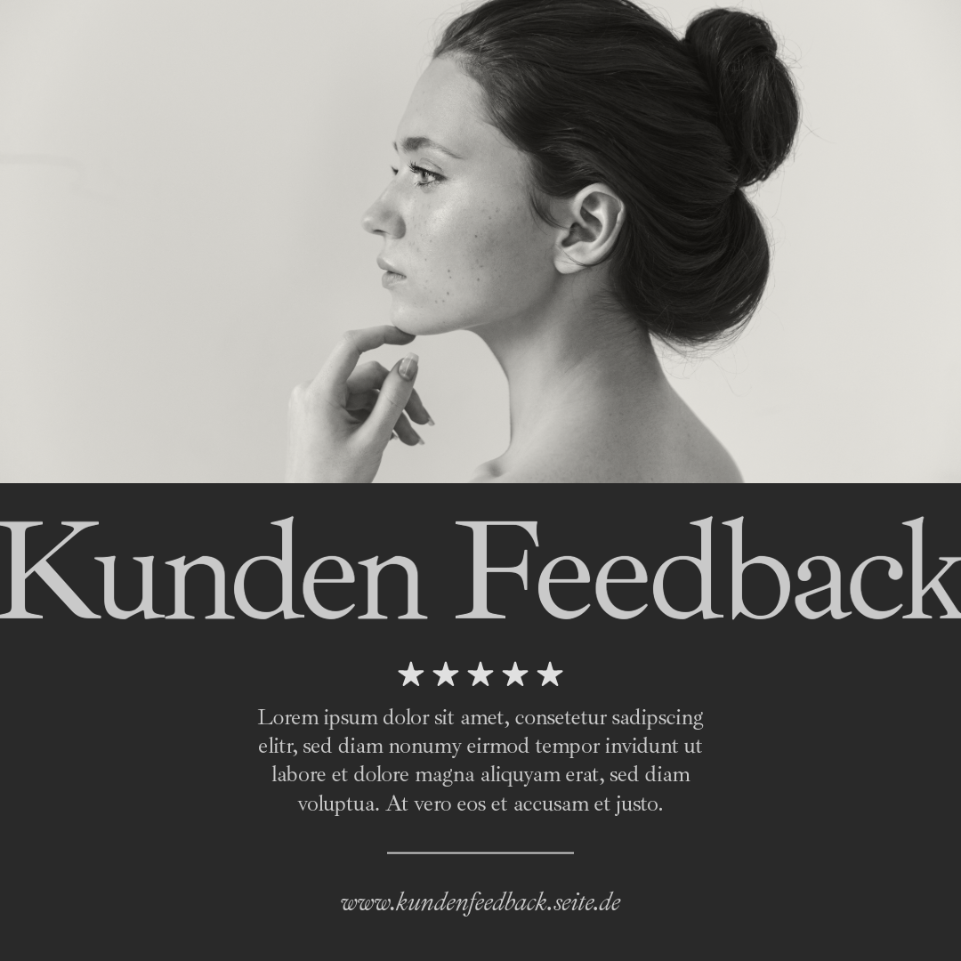 Schwarz und Grau Feedback Kunde Review Instagram Post