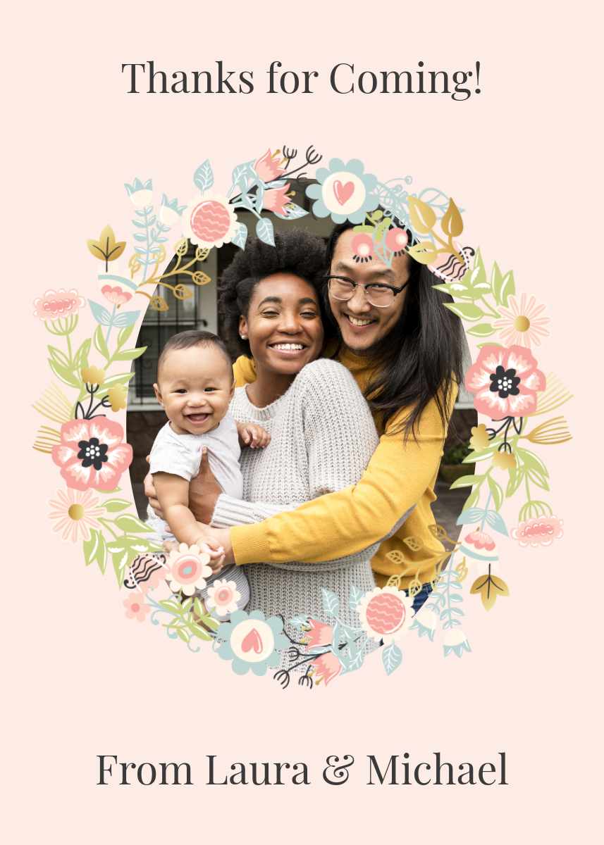 Pink Floral Baby Shower Greeting Card