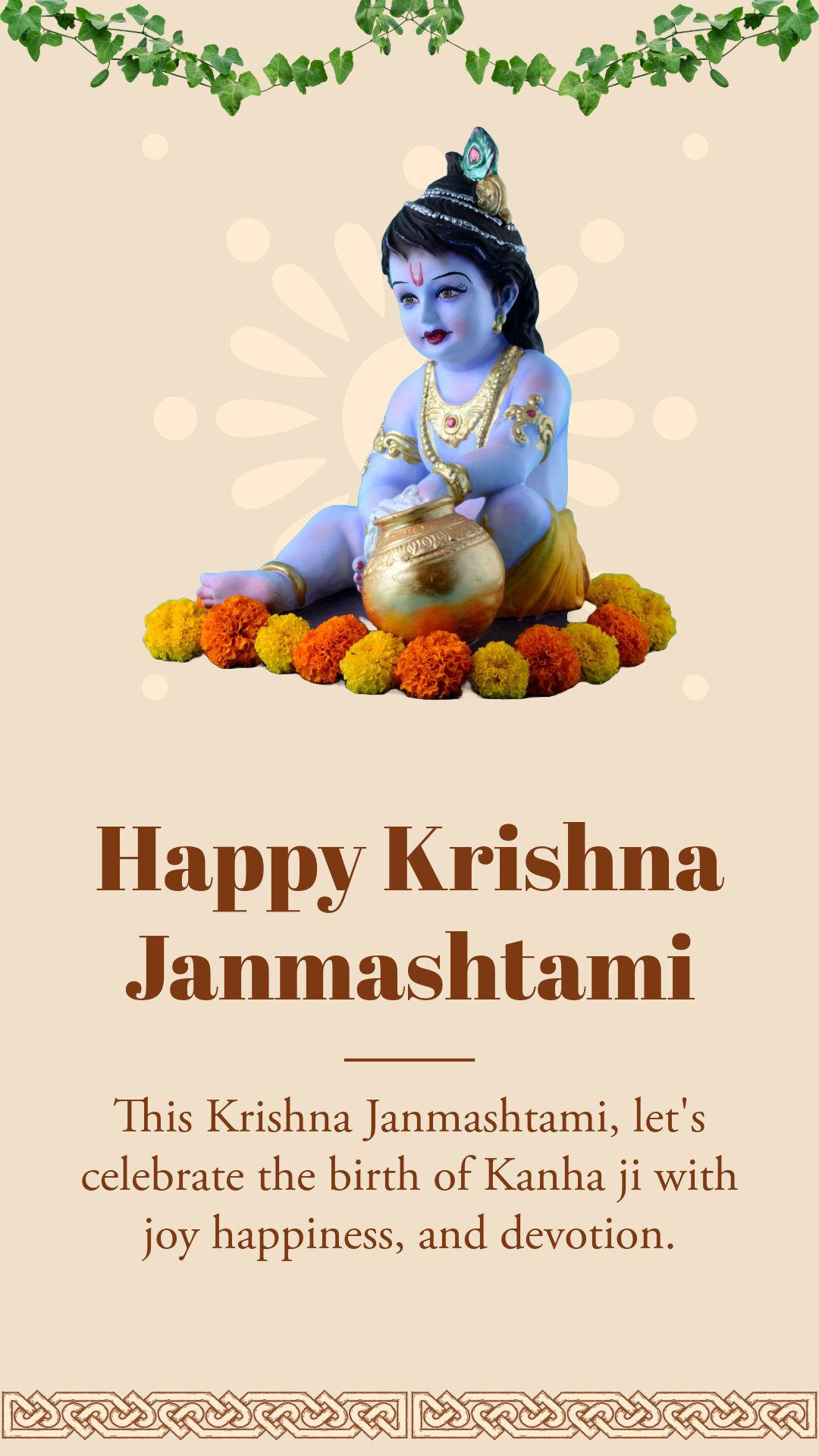 Beige Brown Krishna Janmashtami Instagram Story