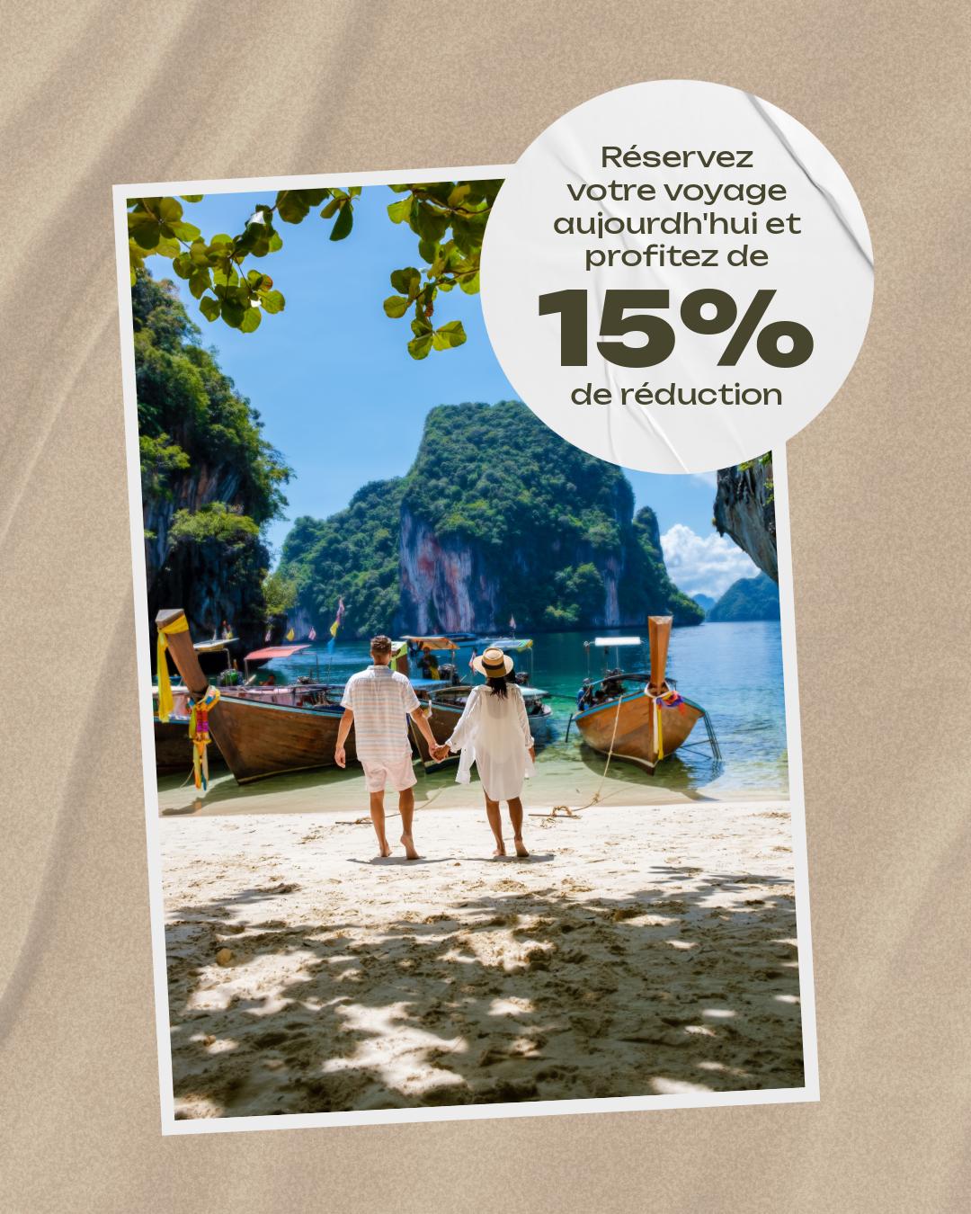 Publicité Instagram Bleu Beige Voyage