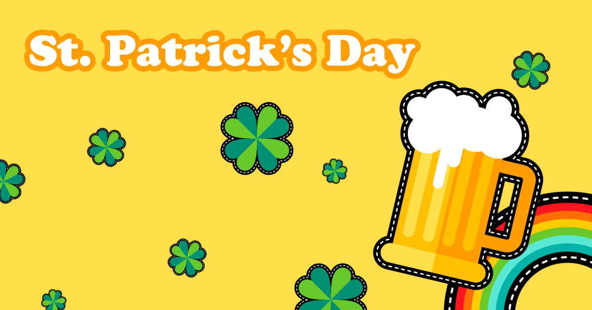 Yellow Illustrated St Patrick’s Day Zoom Background