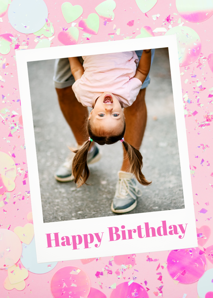 Pink & White Confetti Birthday Card