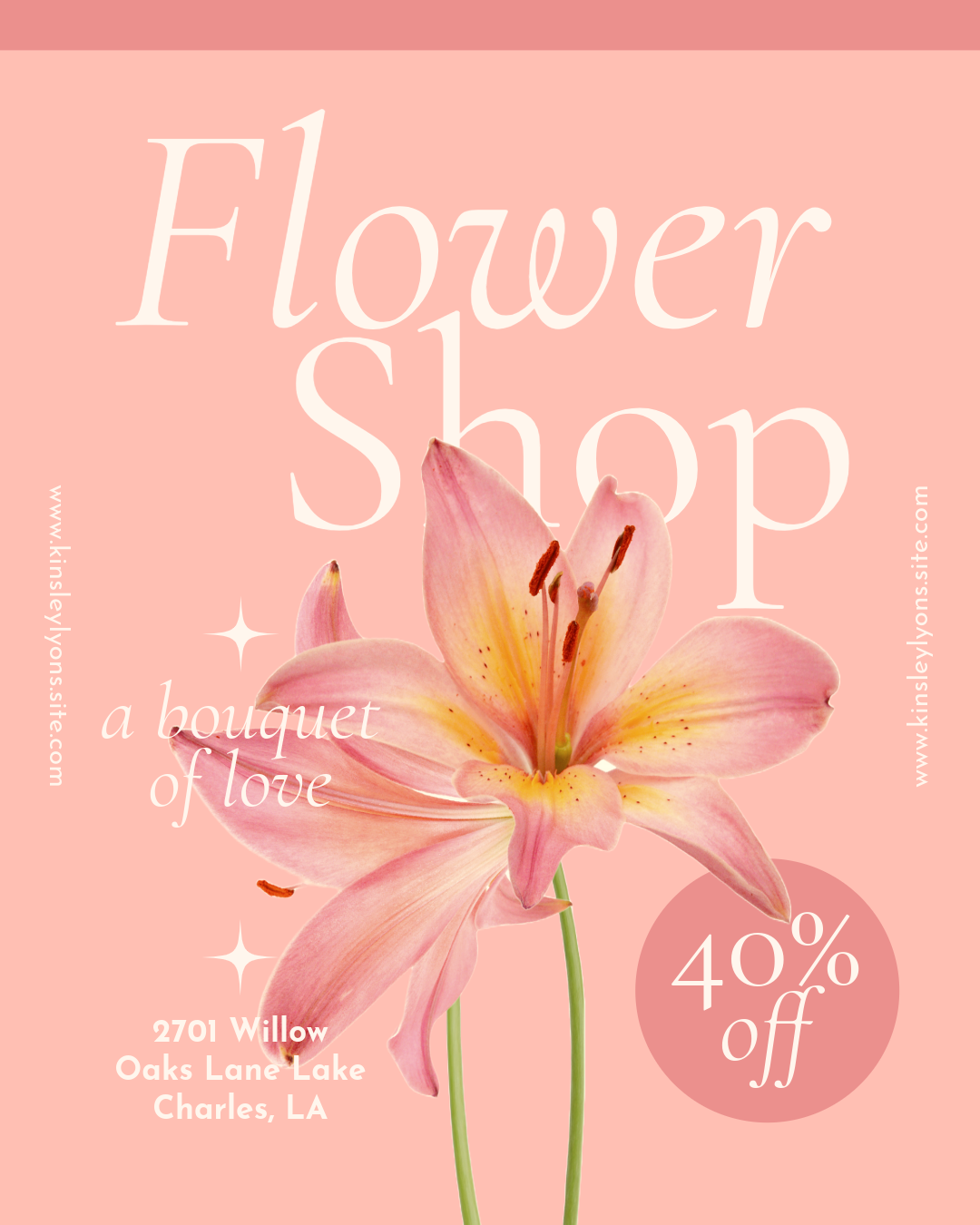Pink Dreamy Minimal Sophisticated Flower Shop Promotion Instagram Post Ad