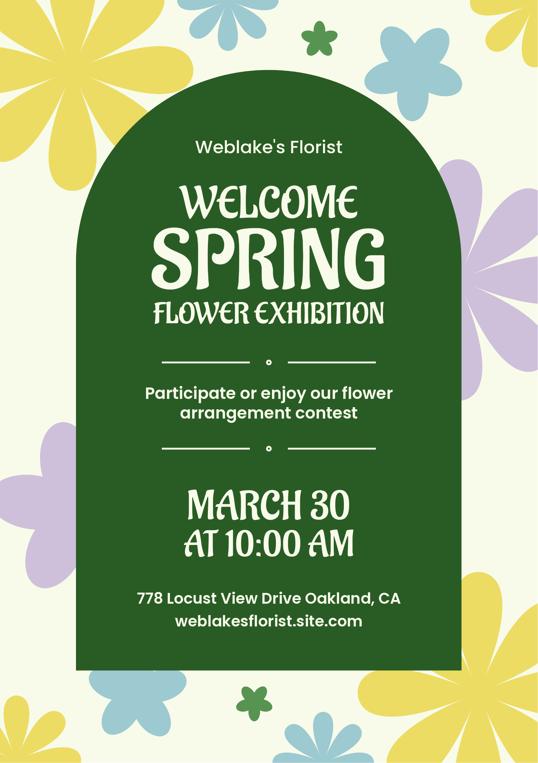 Green and Cream Start of Spring Flower Arrangement Contest Invitation A5