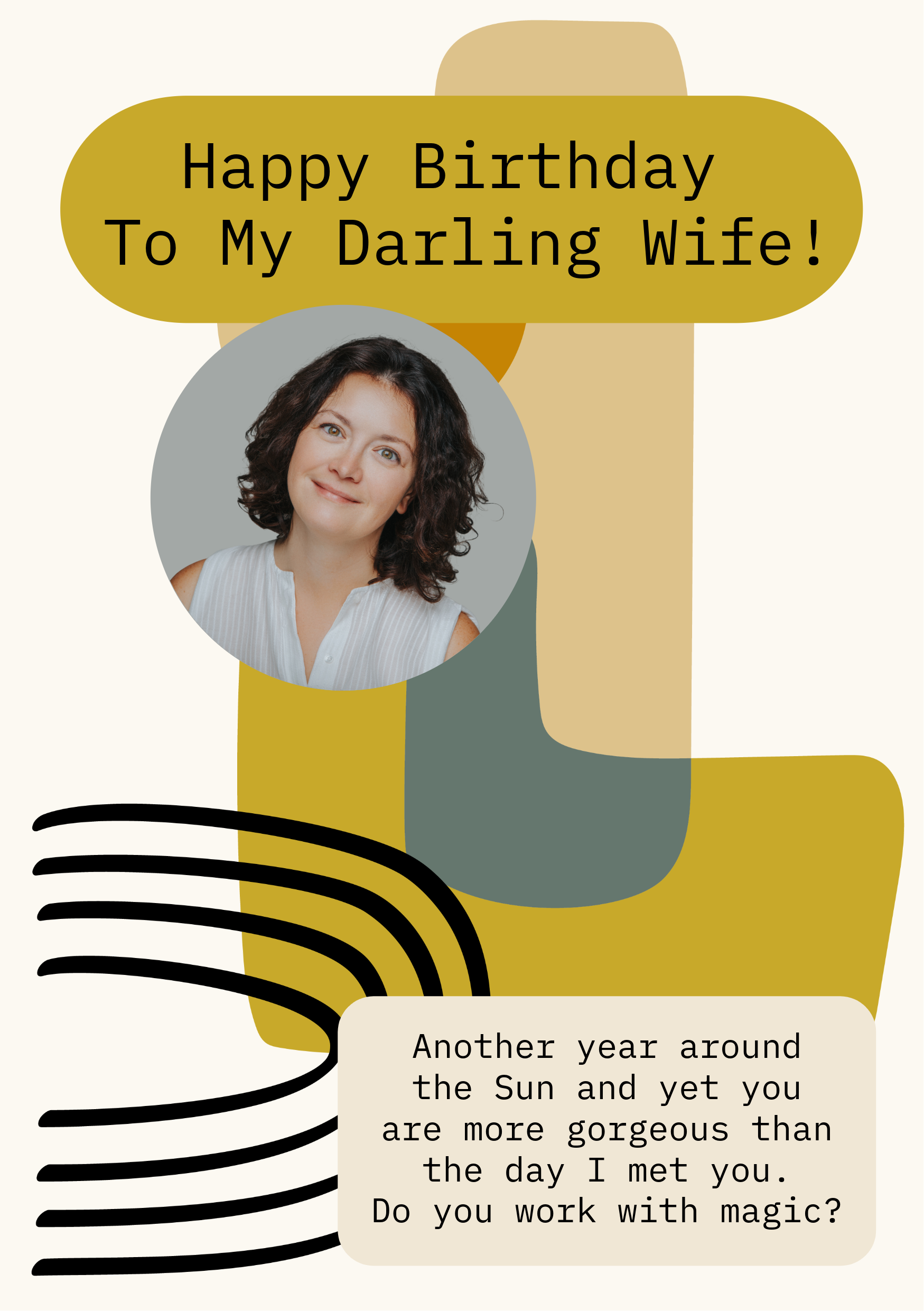 Khaki Wife Birthday Card