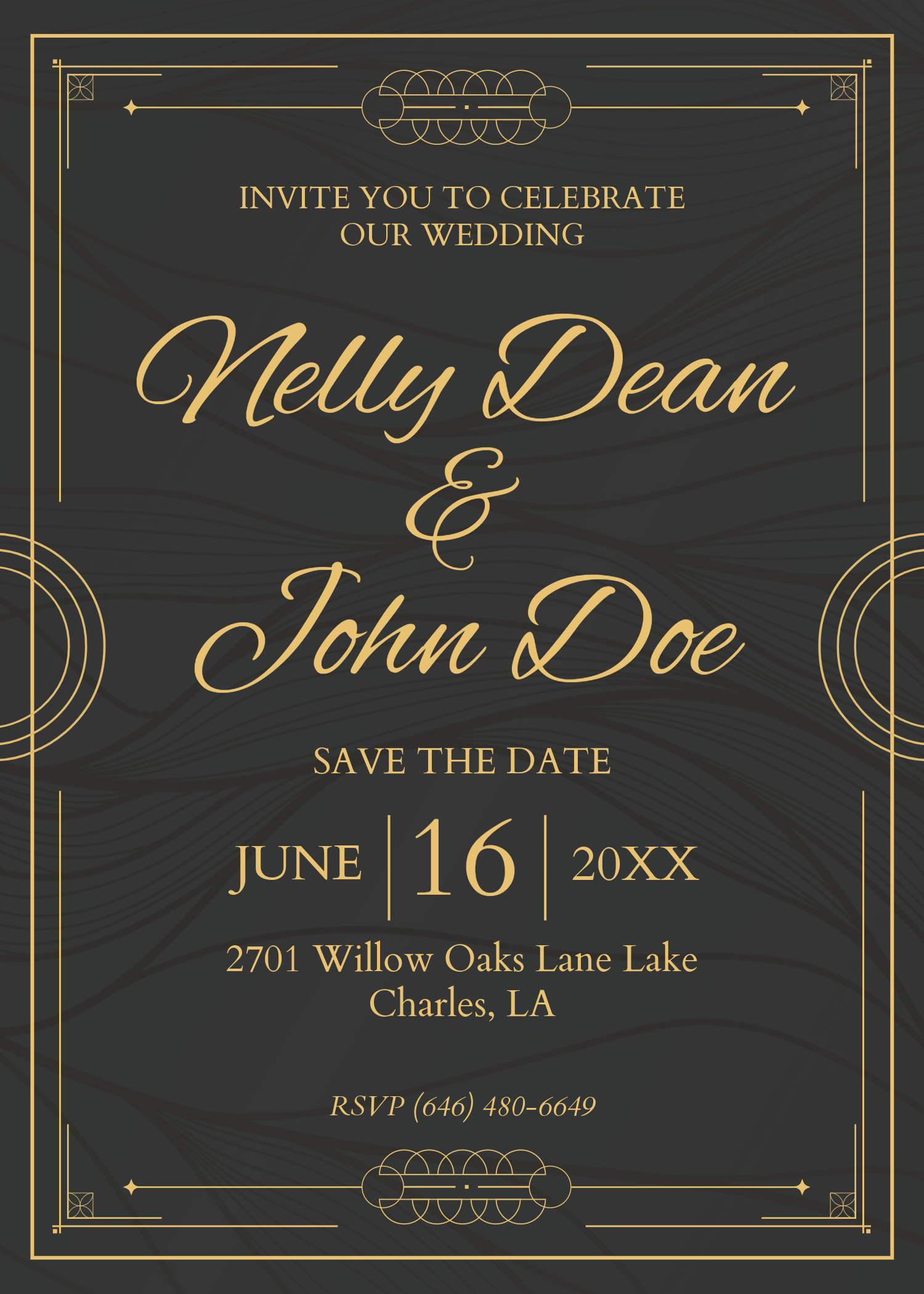 Black And Golden Wedding Celebration Invitation