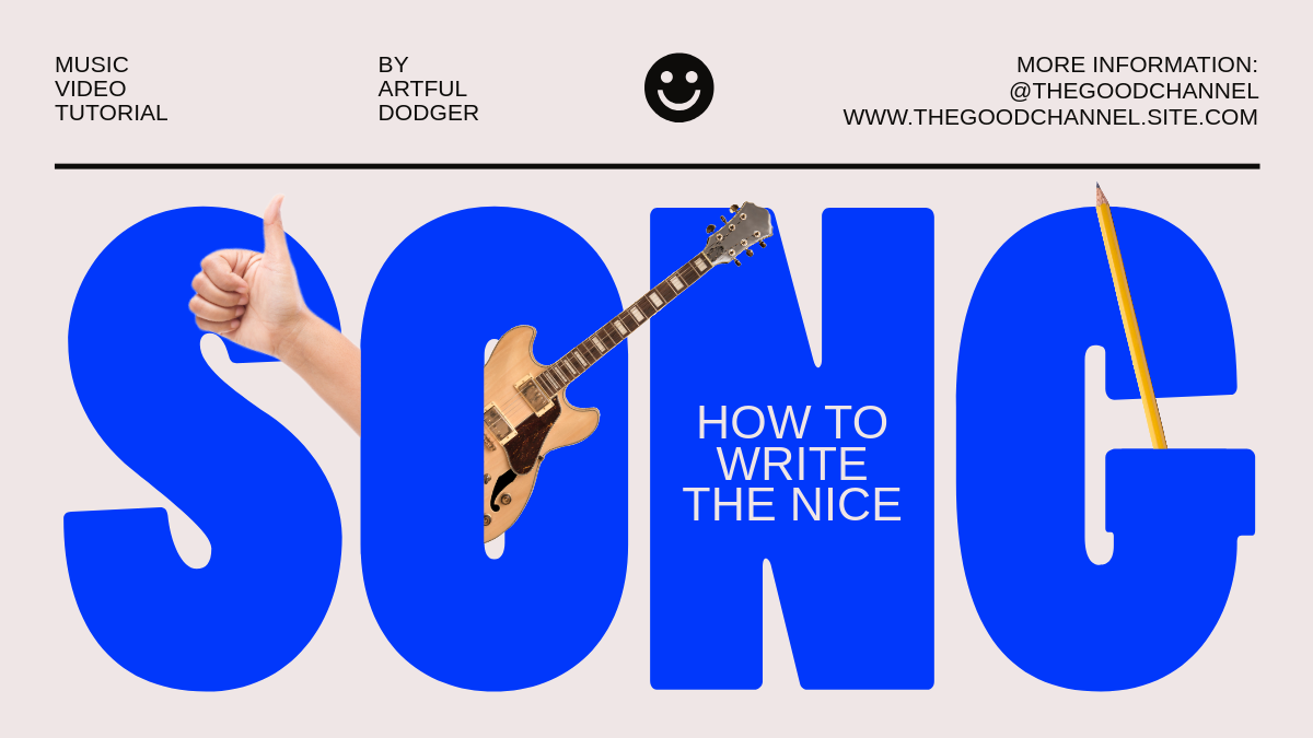 Blue Bold Video Tutorial Music YouTube Channel Art