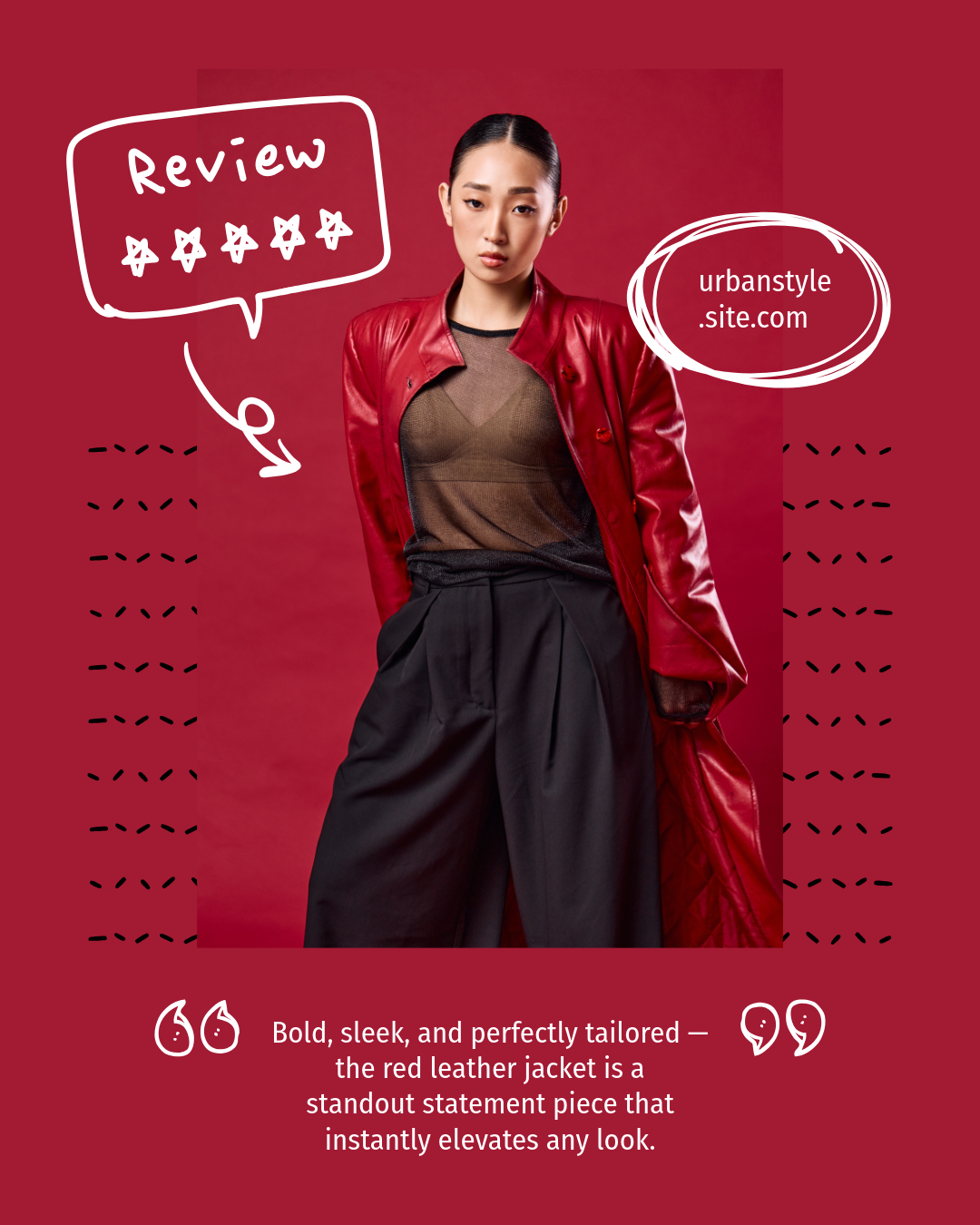 Dark Red and White Customer Review Instagram Feed Ad