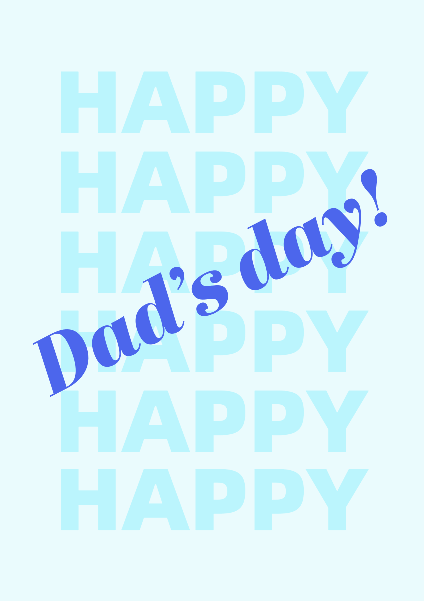 Blue Monochrome Father's Day A5 Greeting Card