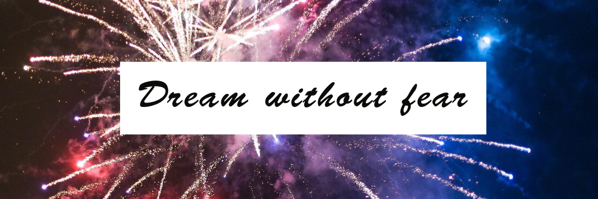 Black Blue Purple & White Fireworks Dream Without Fear Motivational Twitter Header